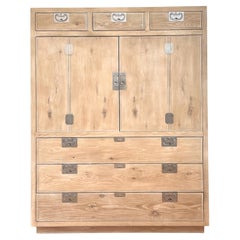 Lg Bleached Cerused Oak Cabinet Dresser W Nickel Hardware -Henredon 2- Available