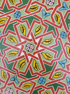 LG Ceuta 3 Painted and Carved Moroccan Star Table, Multi-Color