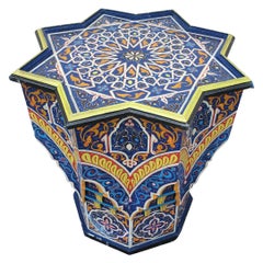 LG Ceuta 5 Painted and Carved Moroccan Star Table, Multi-Color
