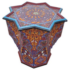 LG Ceuta 6 Painted and Carved Moroccan Star Table, Multi-Color