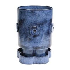 LG Contemporary Ceramic Mottled Blue Planter