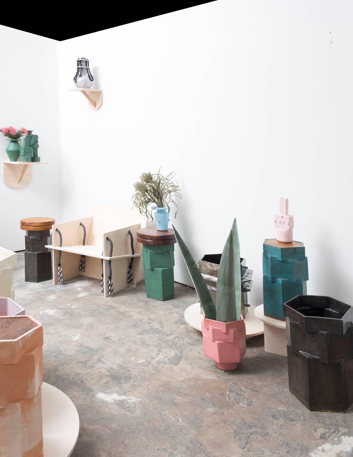 Glazed LG Contemporary Ceramic Raw Terracotta Planter For Sale