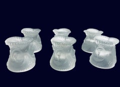 L.G. Wright Glass Co. Set Of Frosted Glass Three Faces Salt Cellars