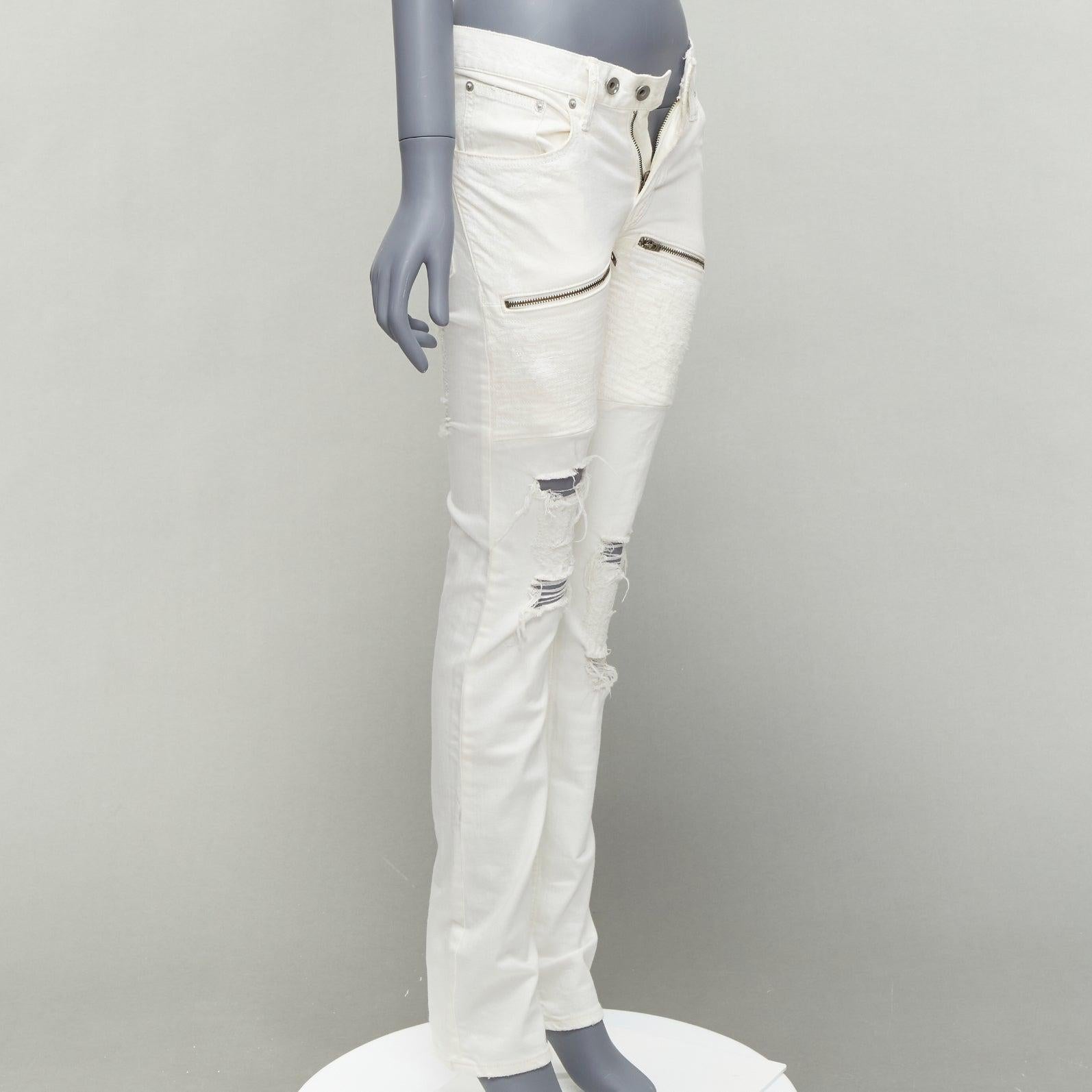 LGB white distressed painted topstitch zip detail black tag jeans 28
