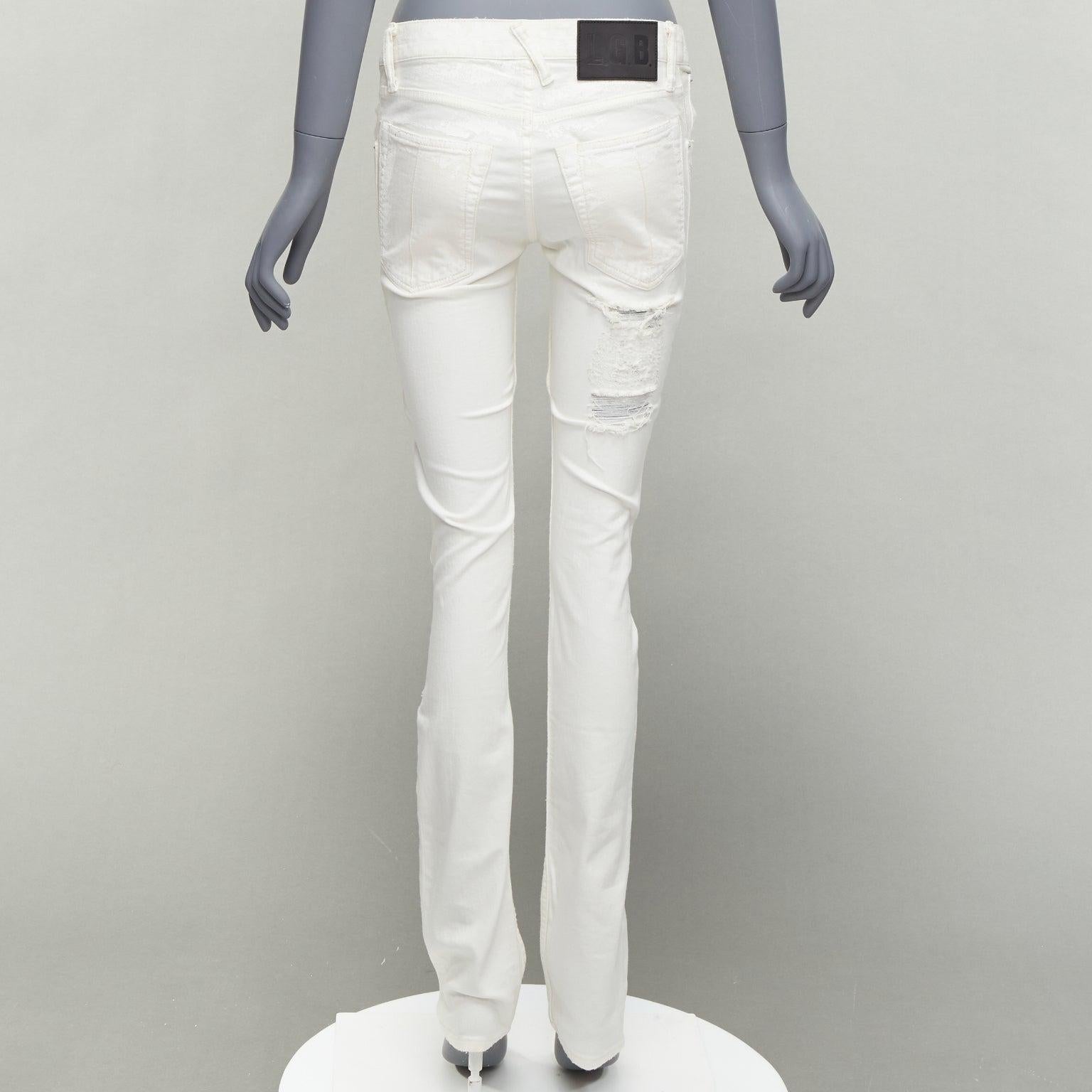 LGB white distressed painted topstitch zip detail black tag jeans 28