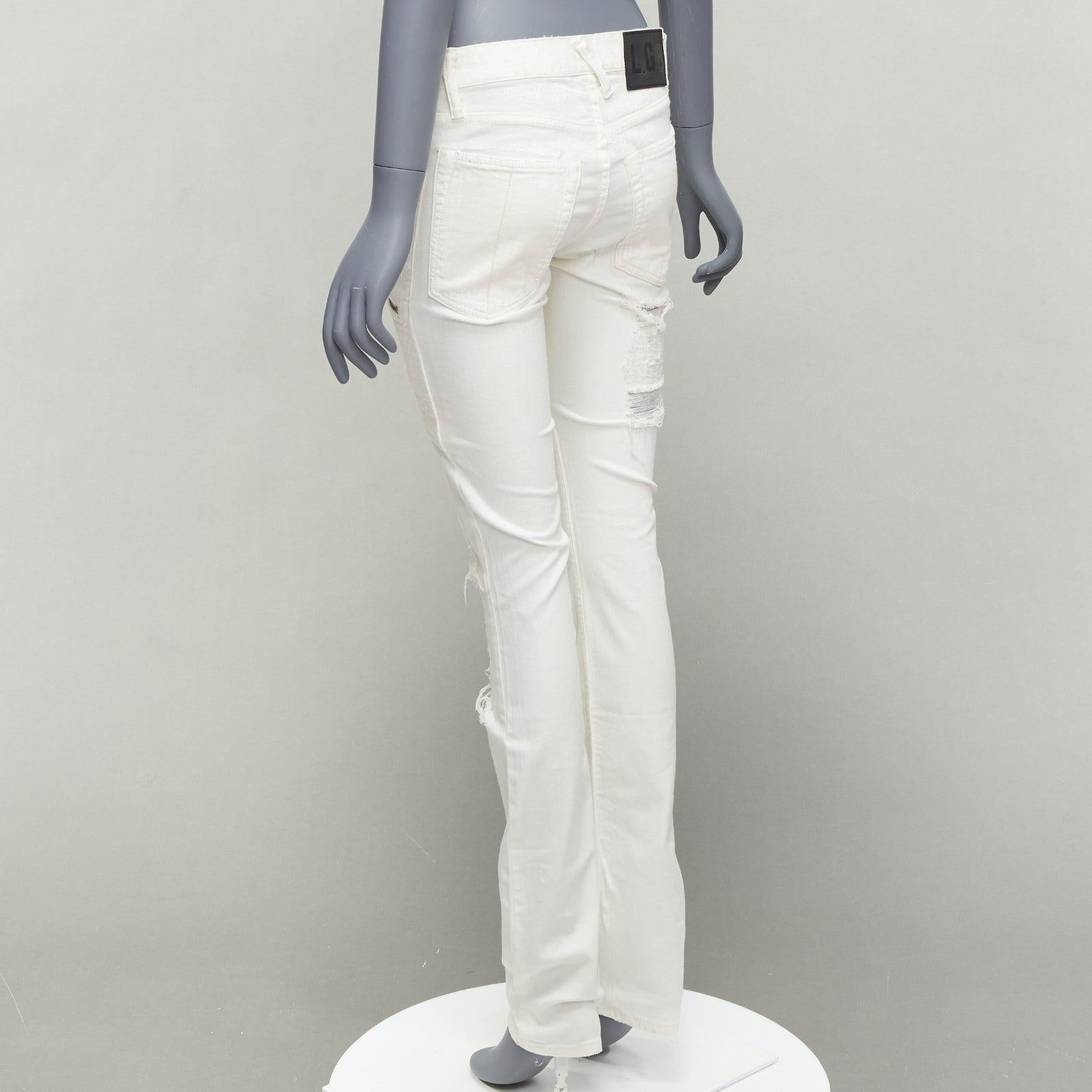 LGB white distressed painted topstitch zip detail black tag jeans 28