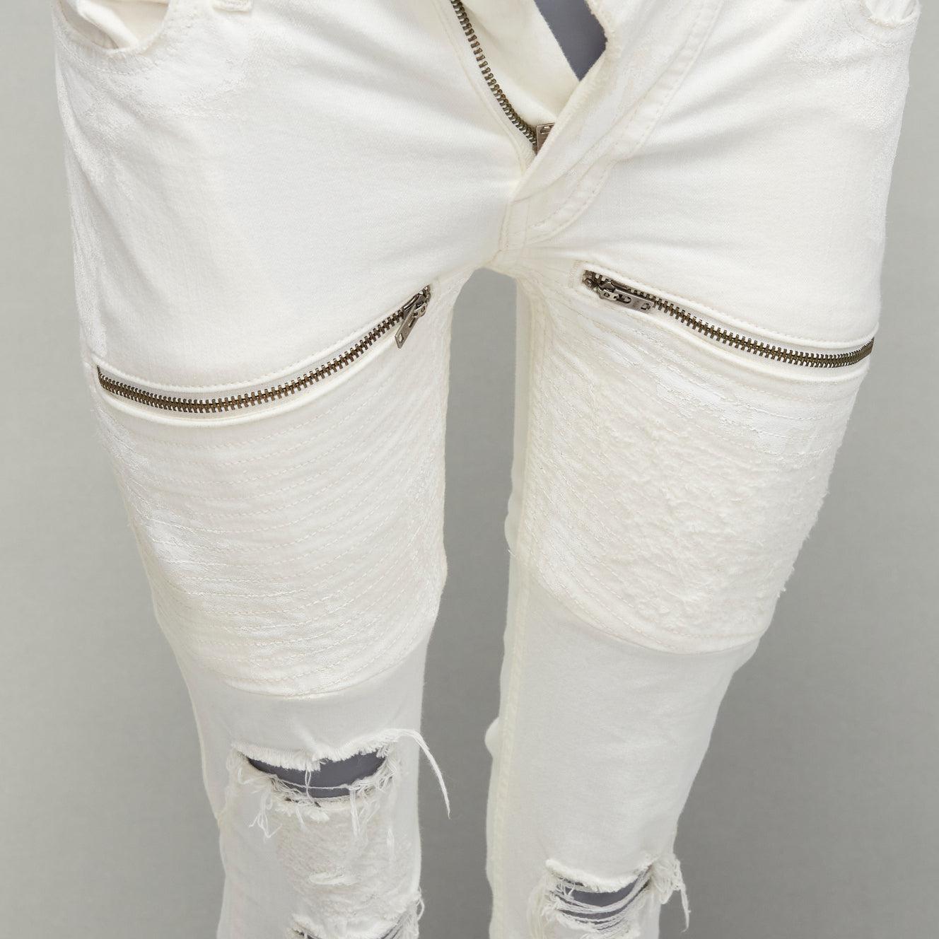 LGB white distressed painted topstitch zip detail black tag jeans 28