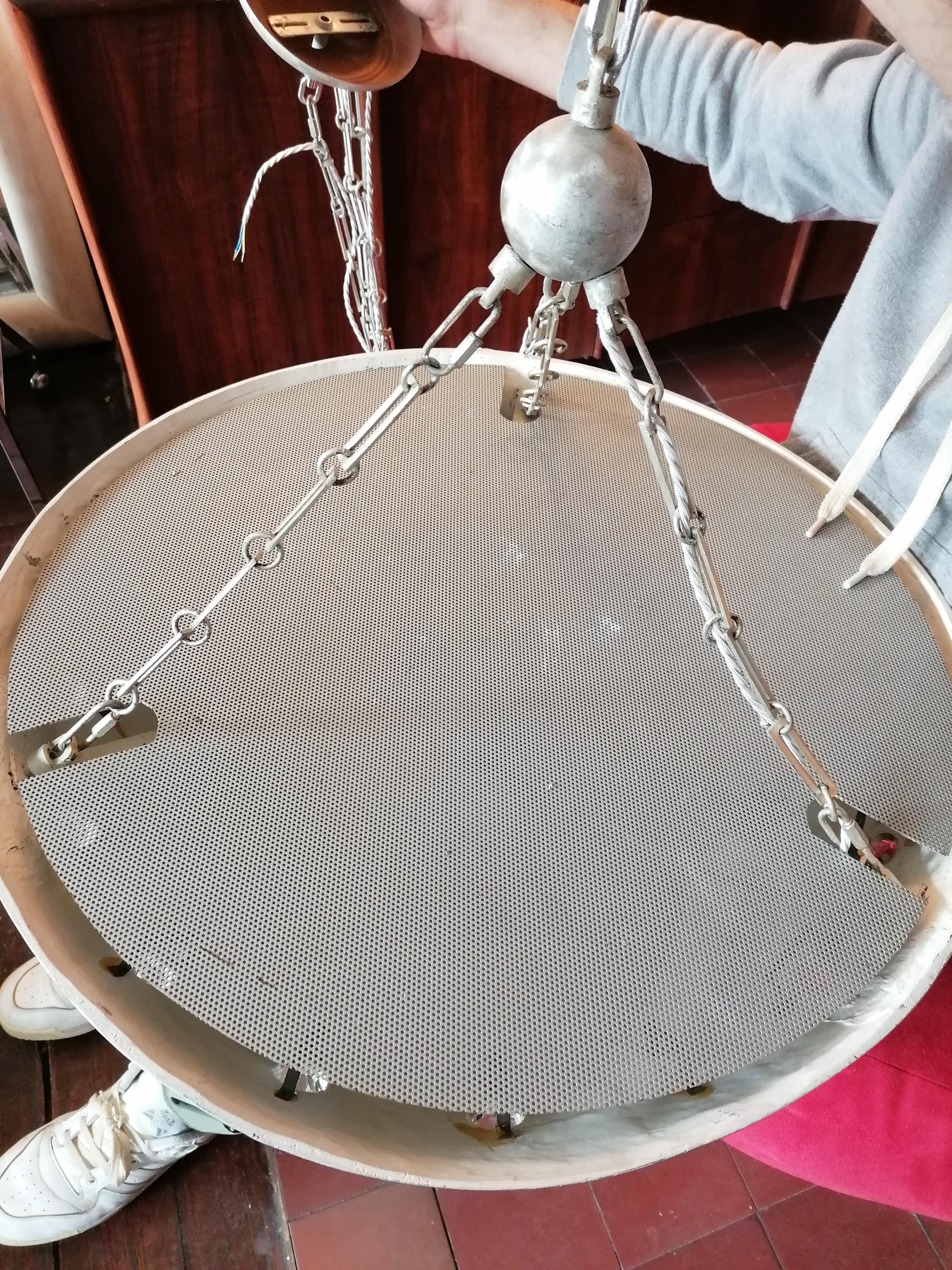 Lge postmodern aluminium & crystal pendant light attr Rupert Nikoll for Stejnar For Sale 5