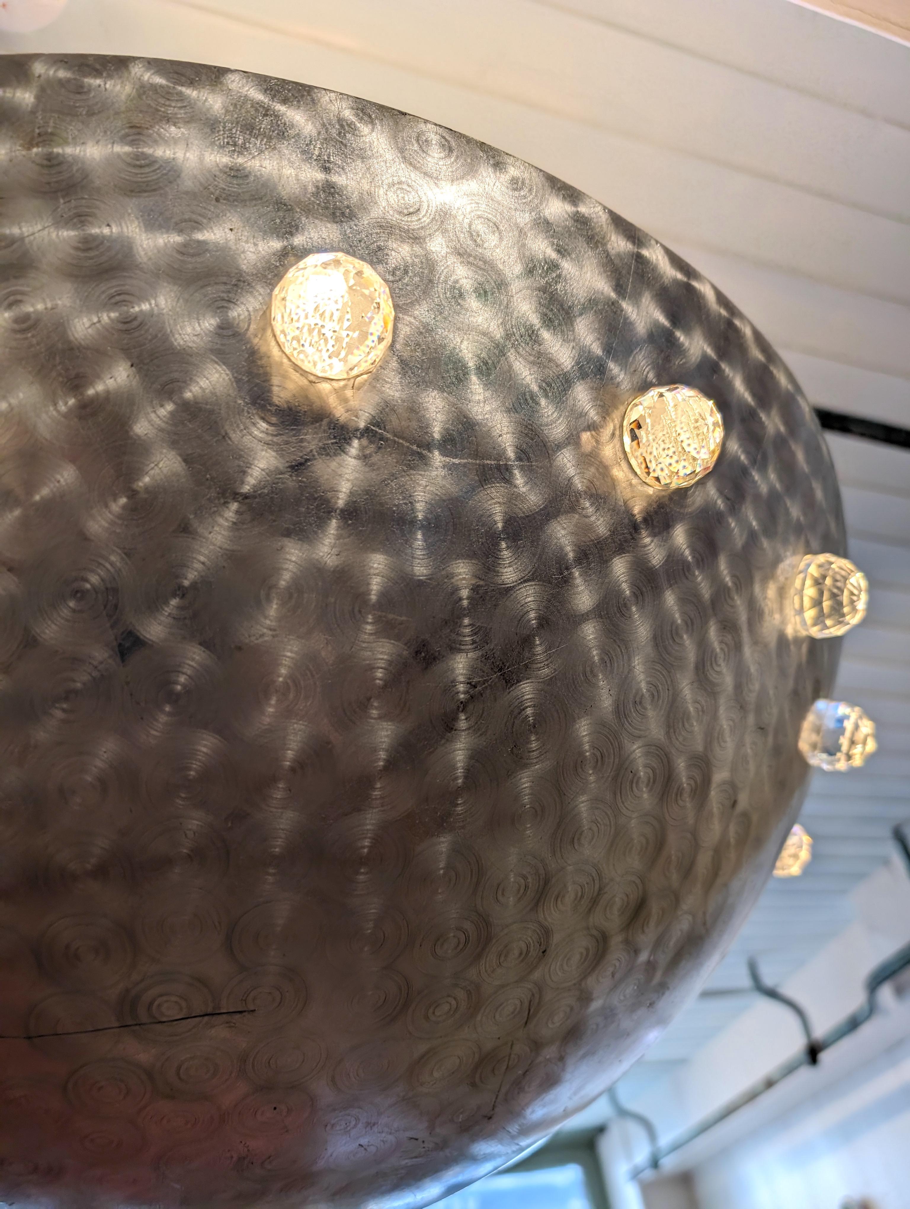 Lge postmodern aluminium & crystal pendant light attr Rupert Nikoll for Stejnar For Sale 7