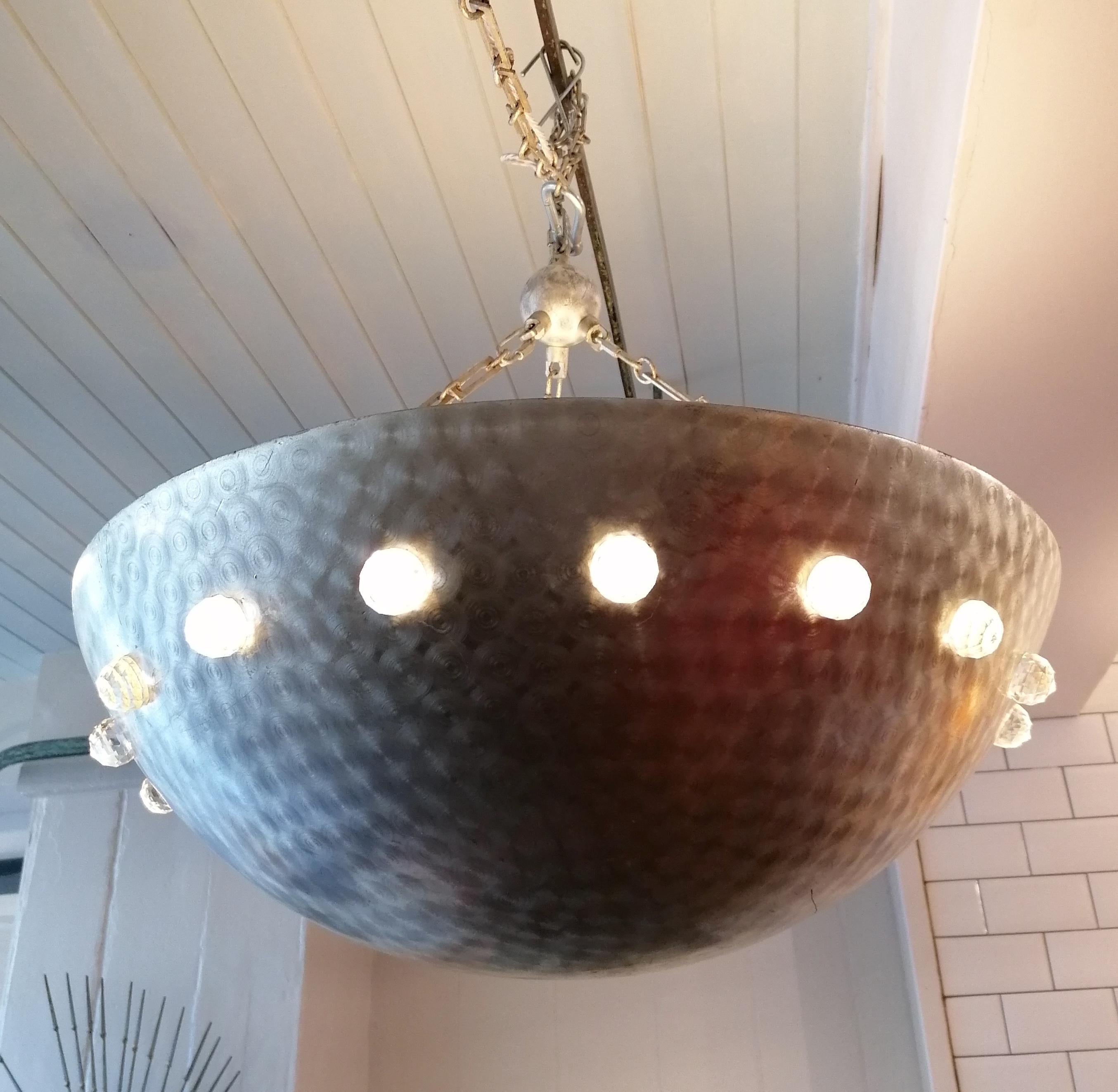 Post-Modern Lge postmodern aluminium & crystal pendant light attr Rupert Nikoll for Stejnar For Sale