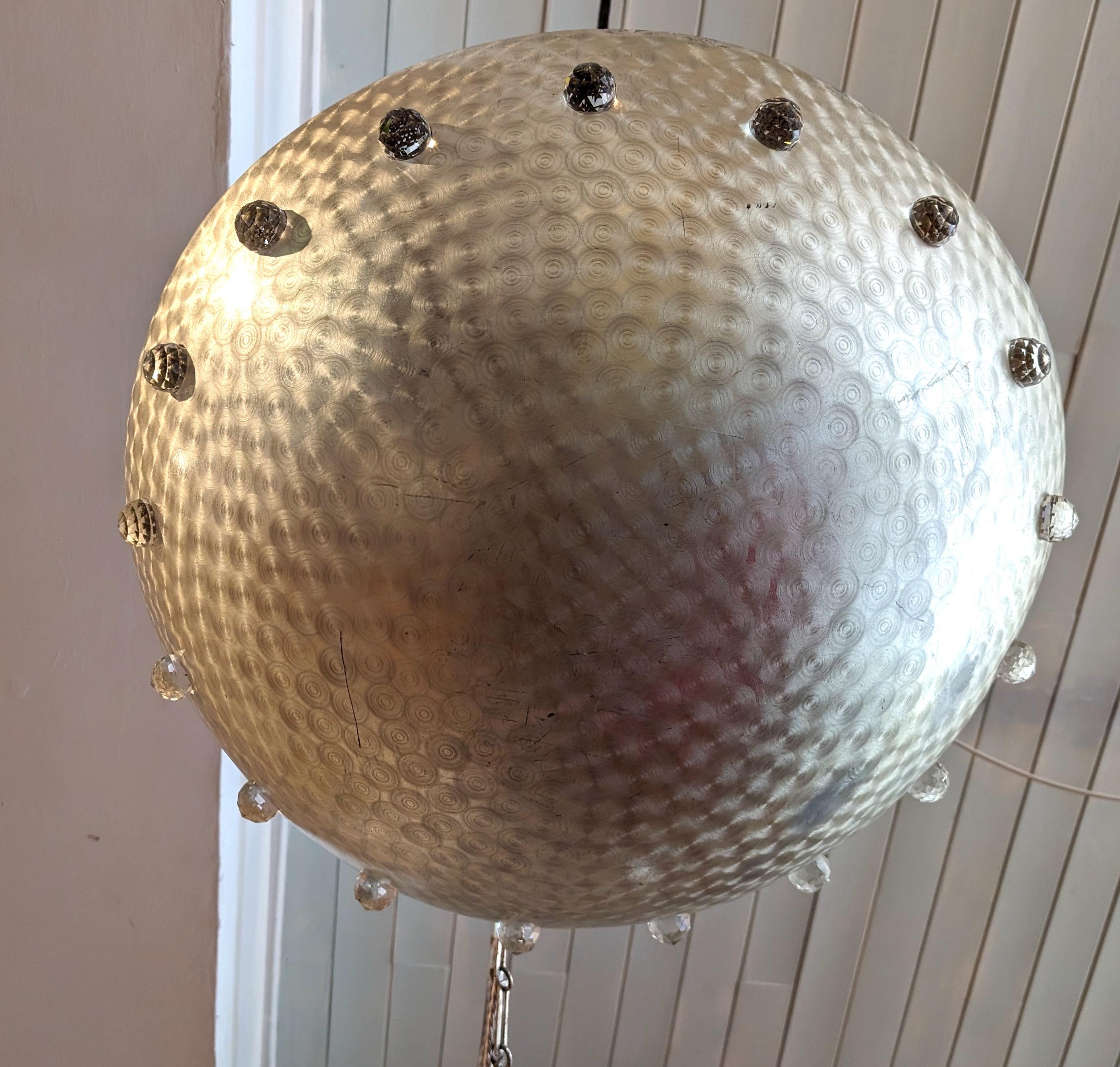 American Lge postmodern aluminium & crystal pendant light attr Rupert Nikoll for Stejnar For Sale