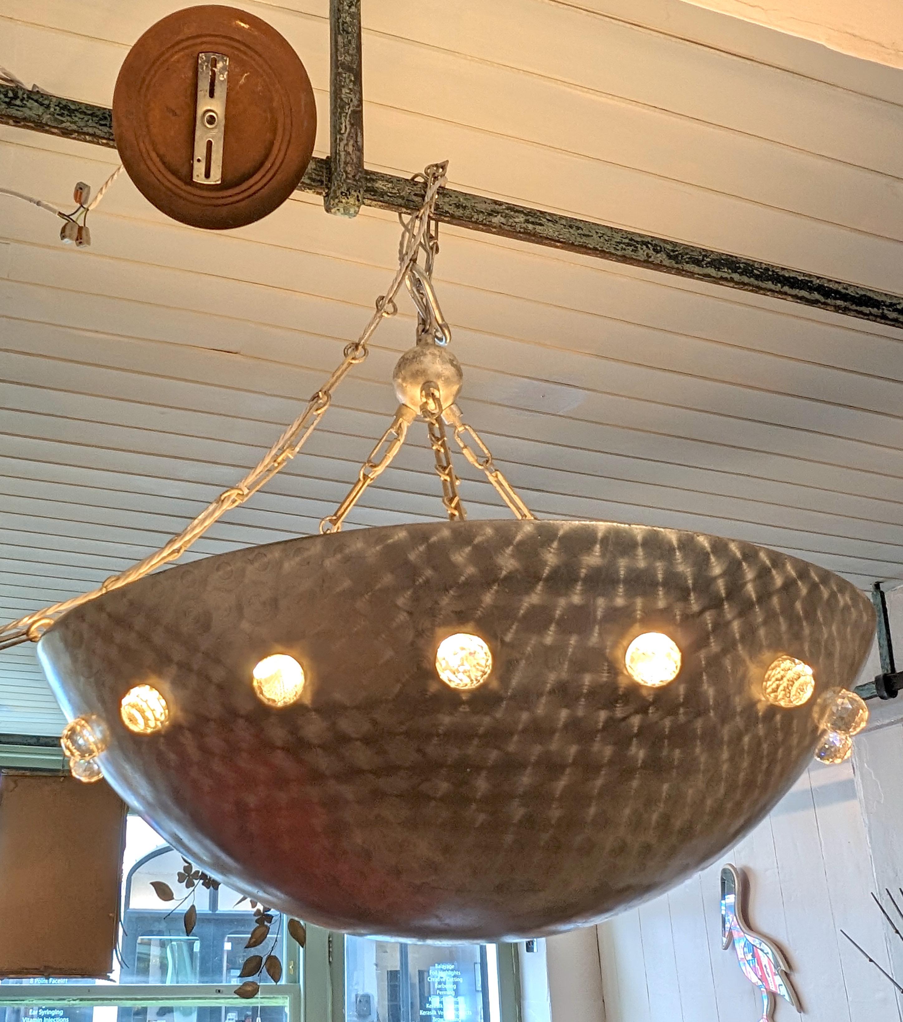 Aluminum Lge postmodern aluminium & crystal pendant light attr Rupert Nikoll for Stejnar For Sale