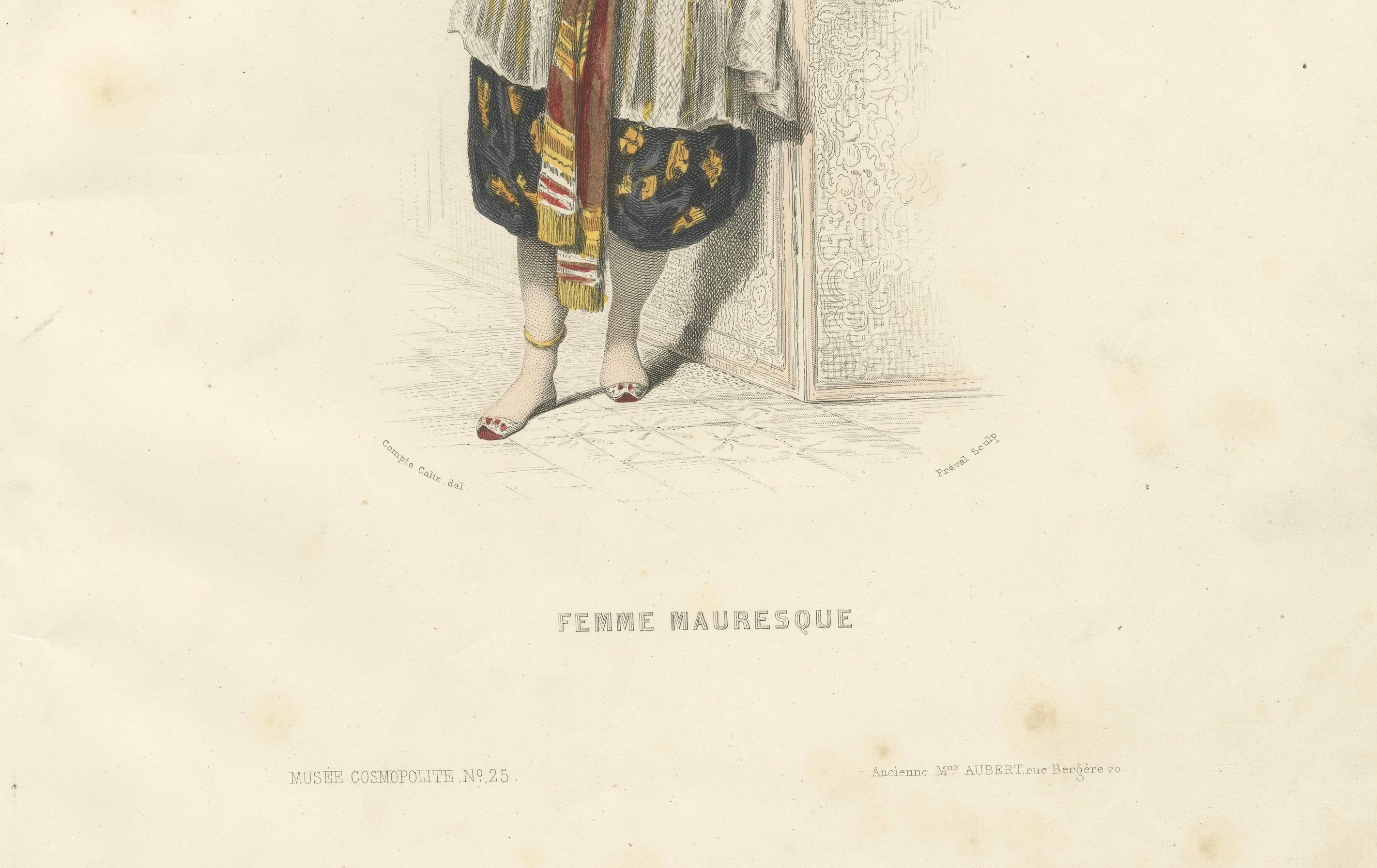 lgeria Maurische Frau - Handkolorierte Kostümlithographie, 1853 (Französisch) im Angebot