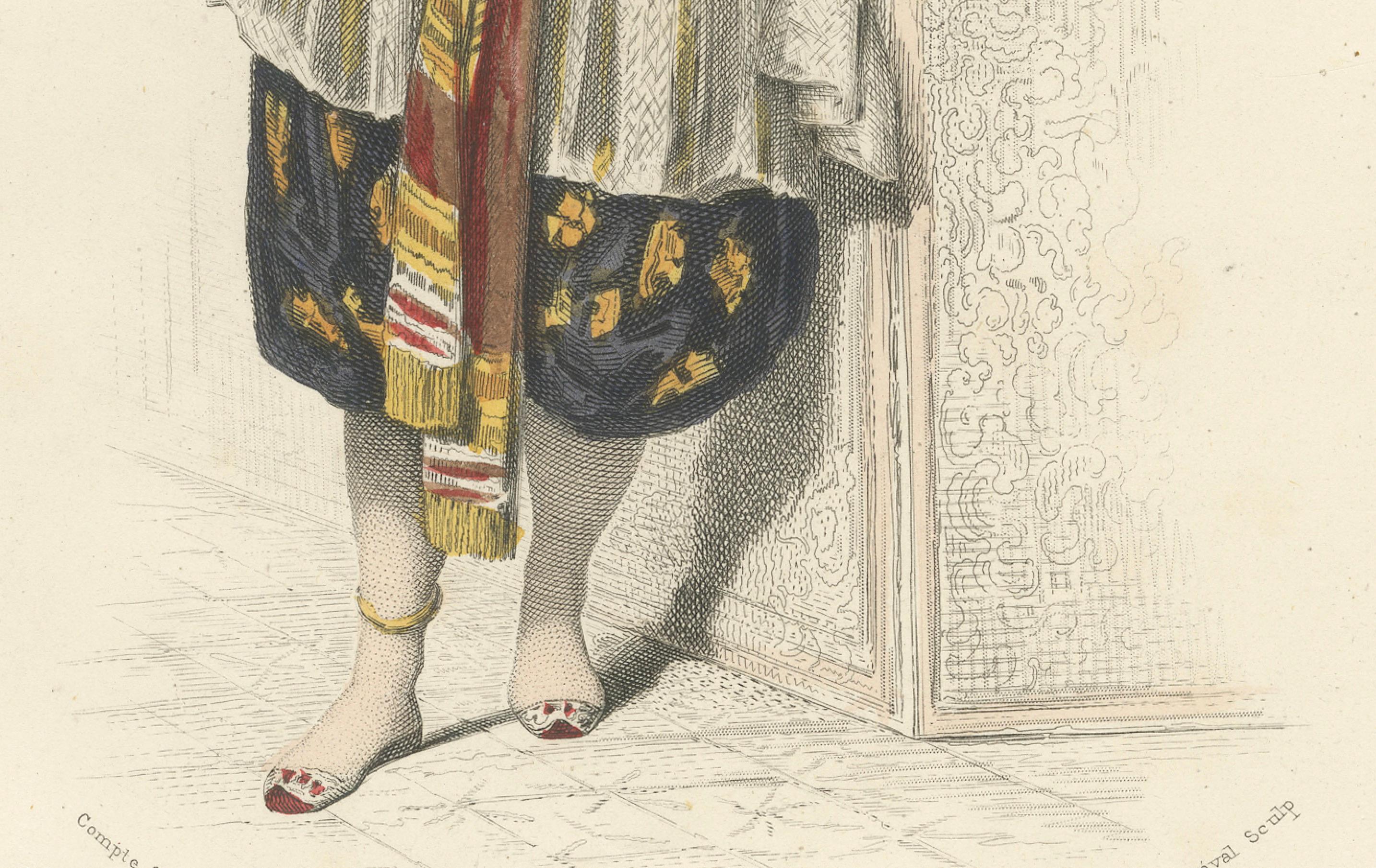 lgeria Maurische Frau - Handkolorierte Kostümlithographie, 1853 (19. Jahrhundert) im Angebot