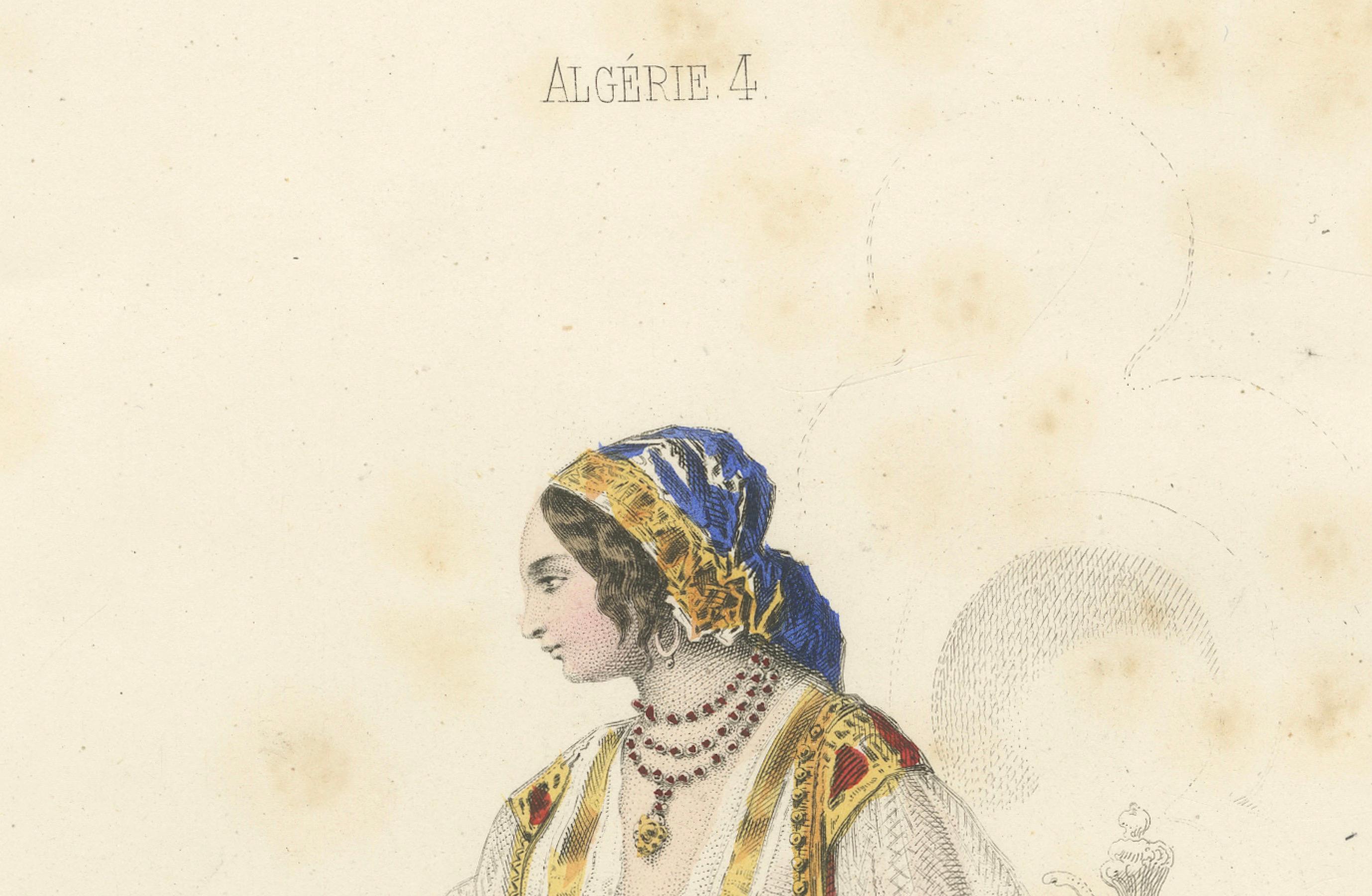 lgeria Maurische Frau - Handkolorierte Kostümlithographie, 1853 im Angebot 1