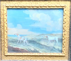 18th century English scene of pointer dogs out hunting with men shooting birds
