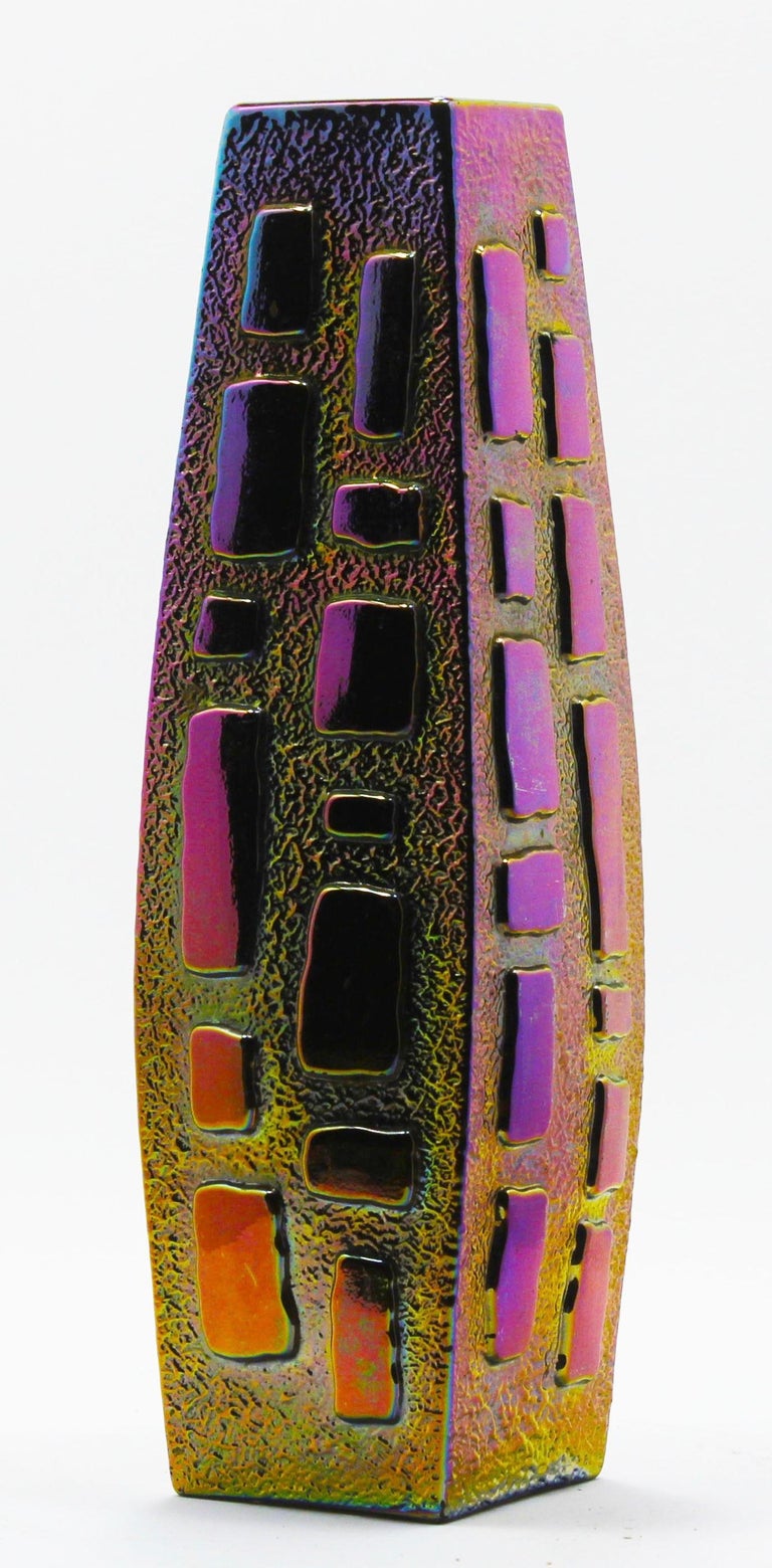 LGW Leinauer Glaswerke Pfauenauge Vase Bleikristall Carnival Glas Irisierend For Sale at 1stDibs