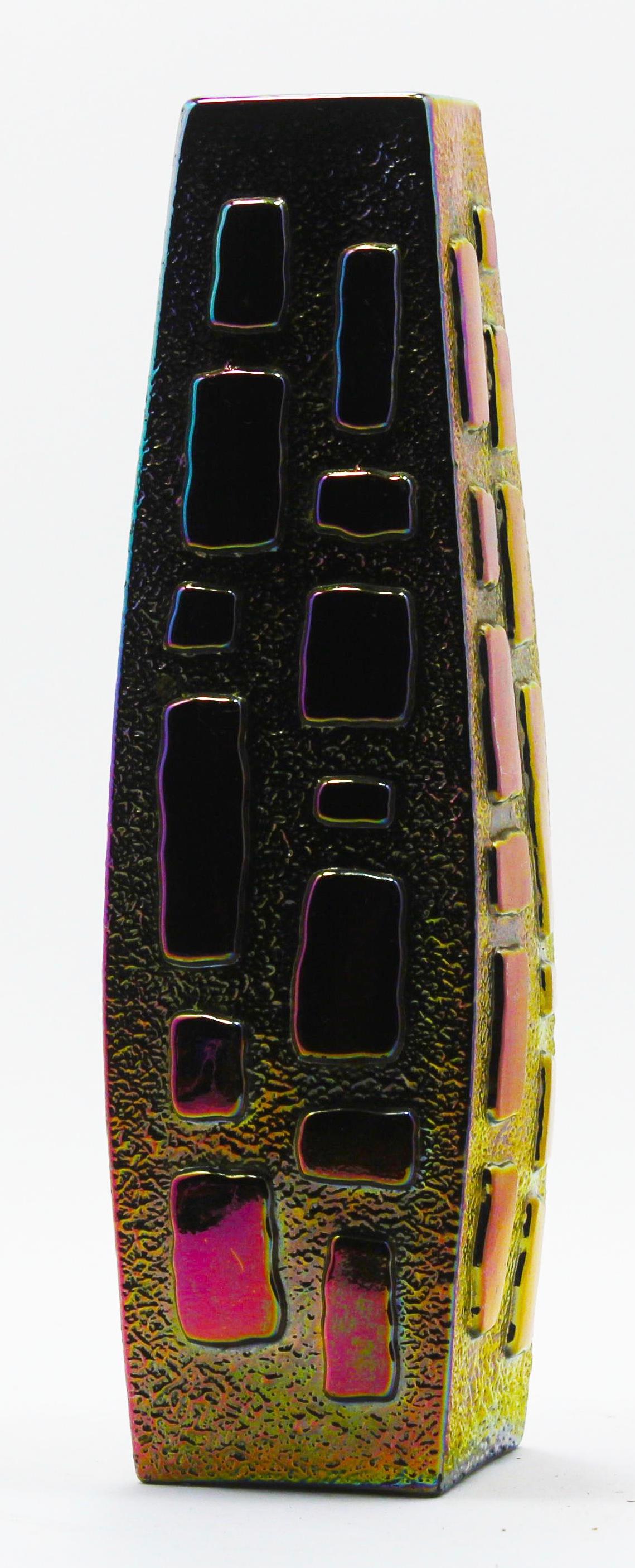 LGW Leinauer Glaswerke Pfauenauge Vase Bleikristall Carnival Glas Irisierend For Sale at 1stDibs