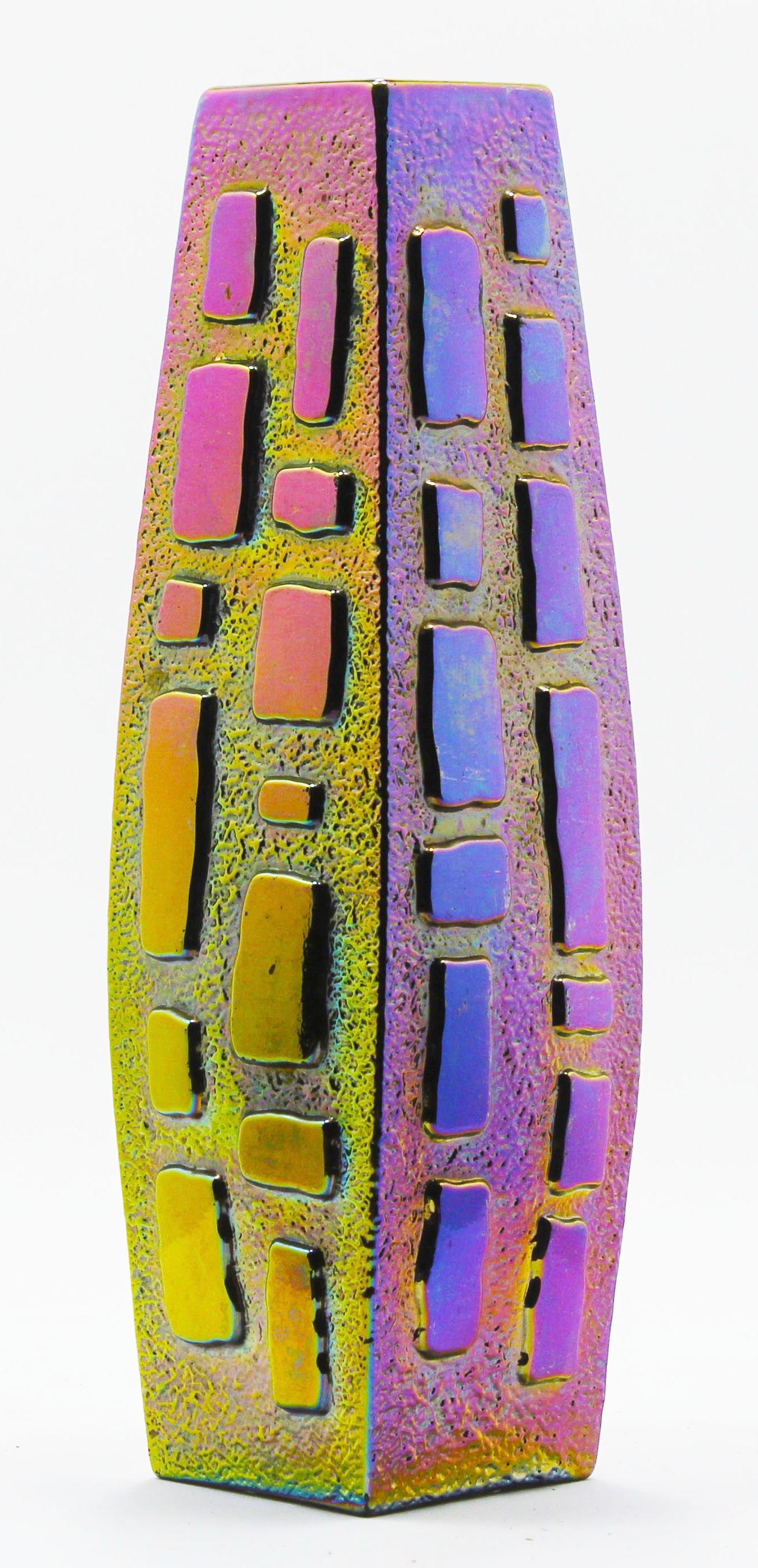 LGW Leinauer Glaswerke Pfauenauge Vase Bleikristall Carnival Glas Irisierend For Sale at 1stDibs