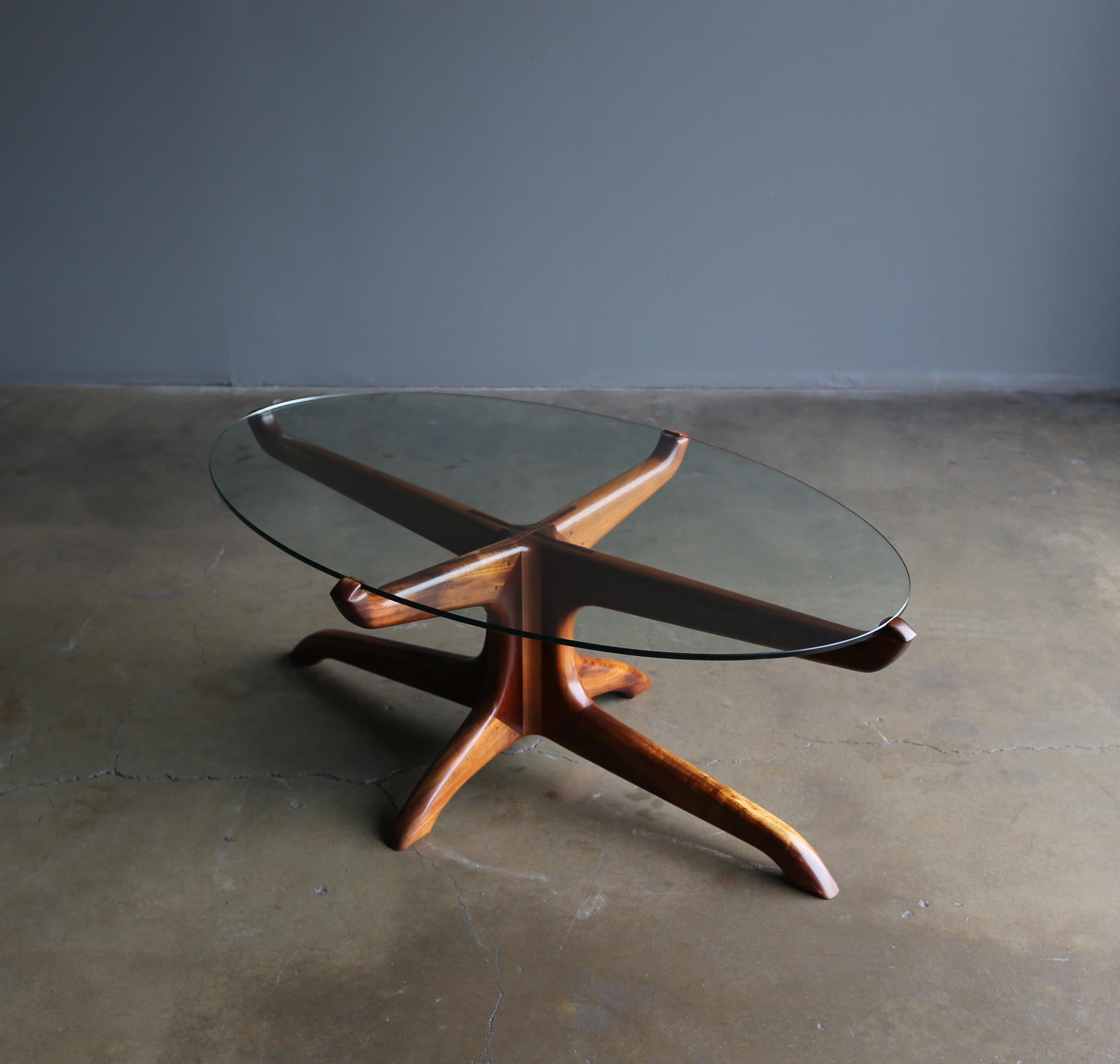 Glass L.H. Kagawa Handcrafted Sculptural Coffee Table, 1994