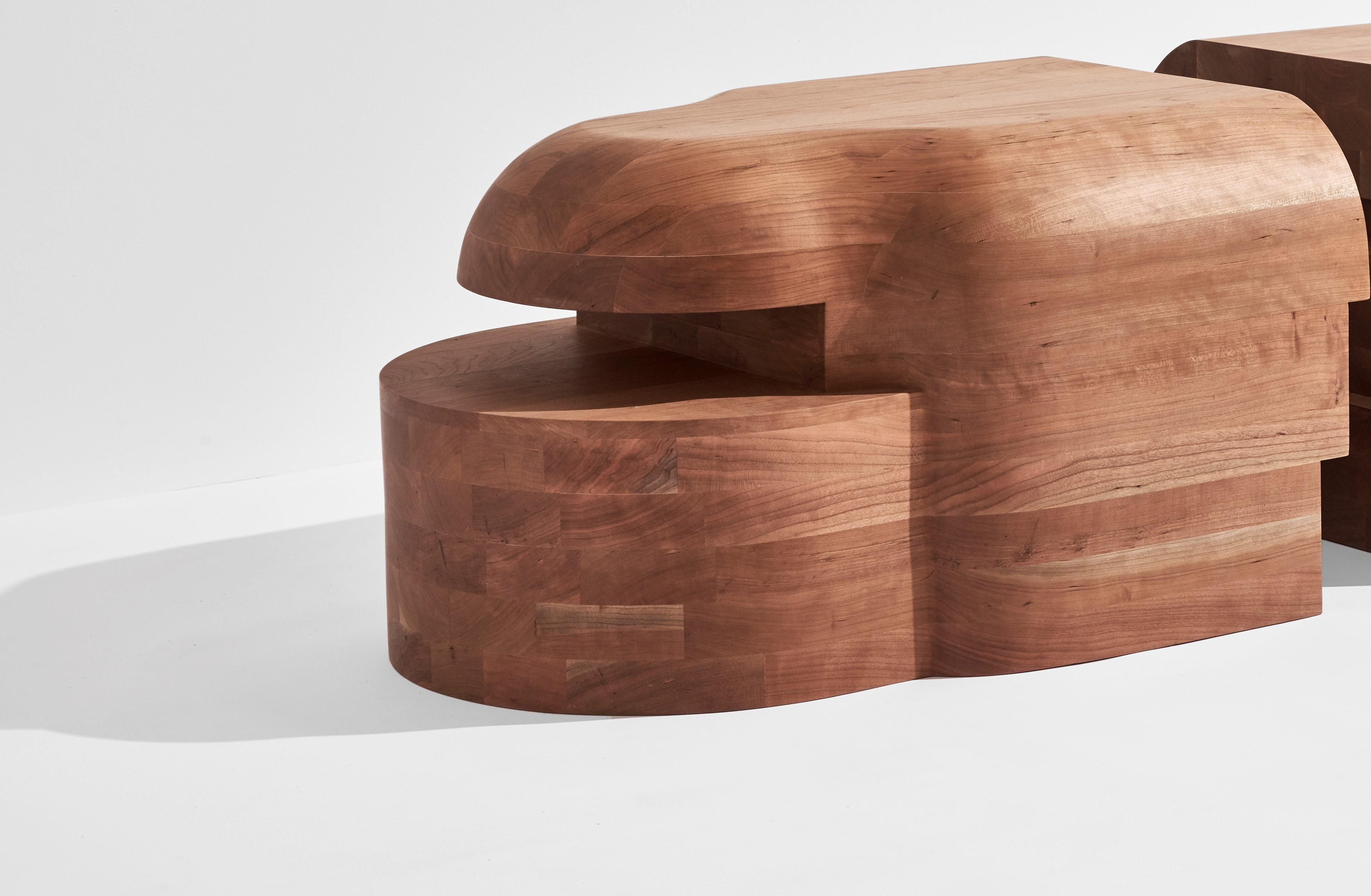 Lhamu X stool by Sizar Alexis
Limited edition of 10 Pieces
Dimensions: L 80 x W 60 x H 45 cm
Materials: American cherry 

Lahmu when me and my wife got home from the maternity ward in april 2020, we made sure that we were protected from the