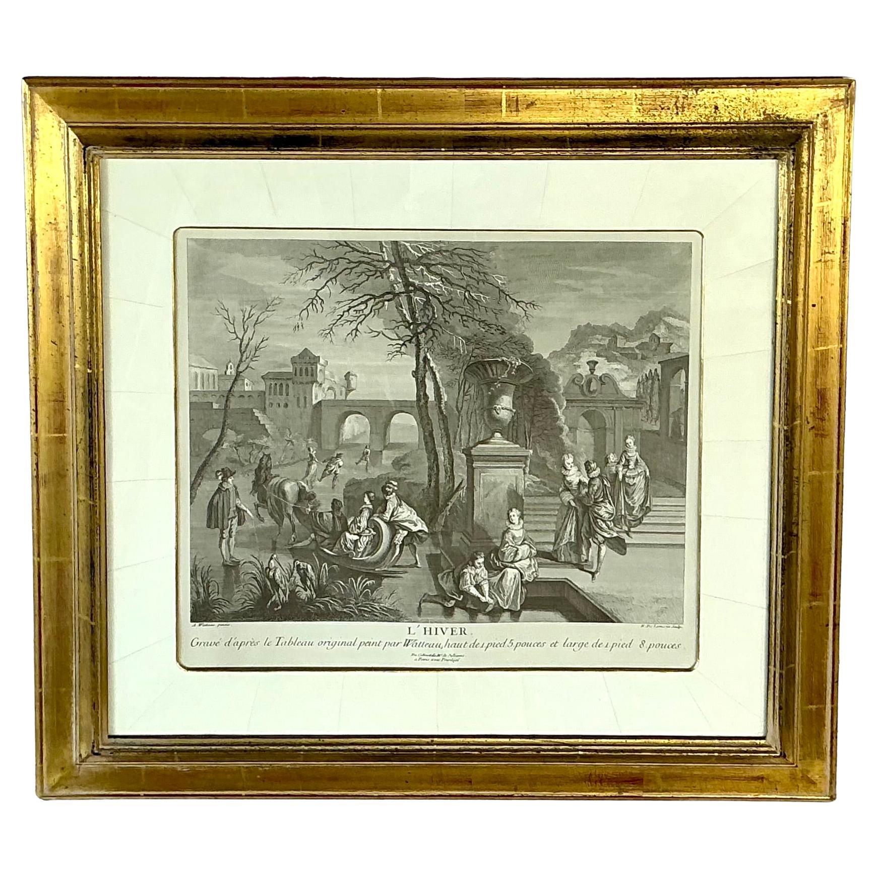 L
Hiver (Winter) Engraving Print, After Antoine Watteau