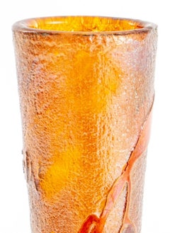 Vase en verre camée Art nouveau français de Lhomme Lefevre