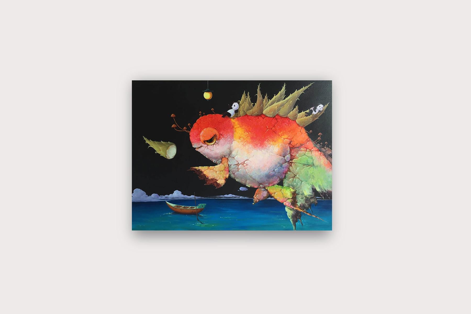Una fantasia d'infanzia. Esplorazione del sogno e viaggio avventuroso con il pesce rosso e il panda - Painting Naturalismo di Li Geng Min