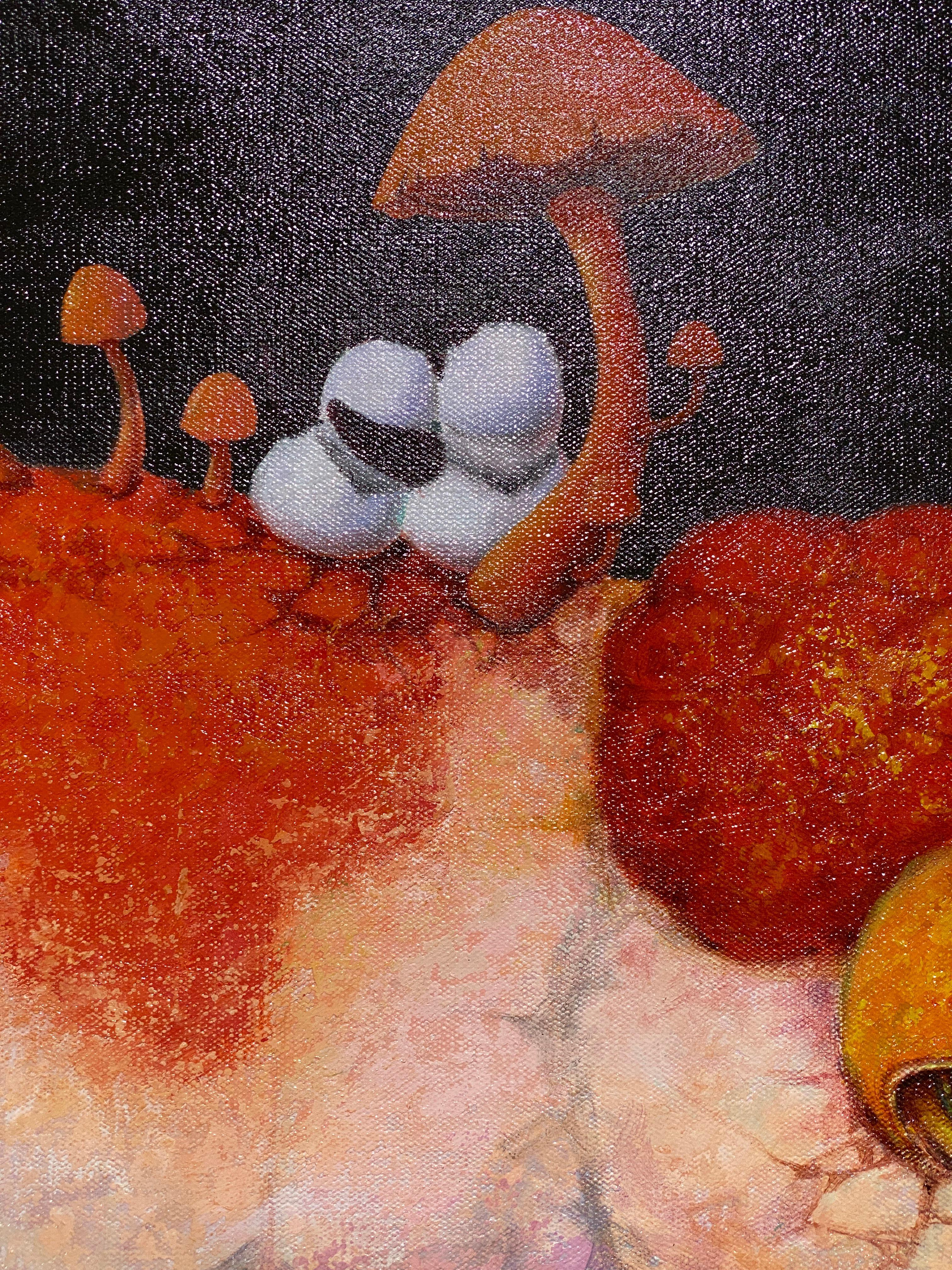 Una fantasia d'infanzia. Panda che nuota con il pesce rosso in Esplorando il mondo - Painting Naturalismo di Li Geng Min