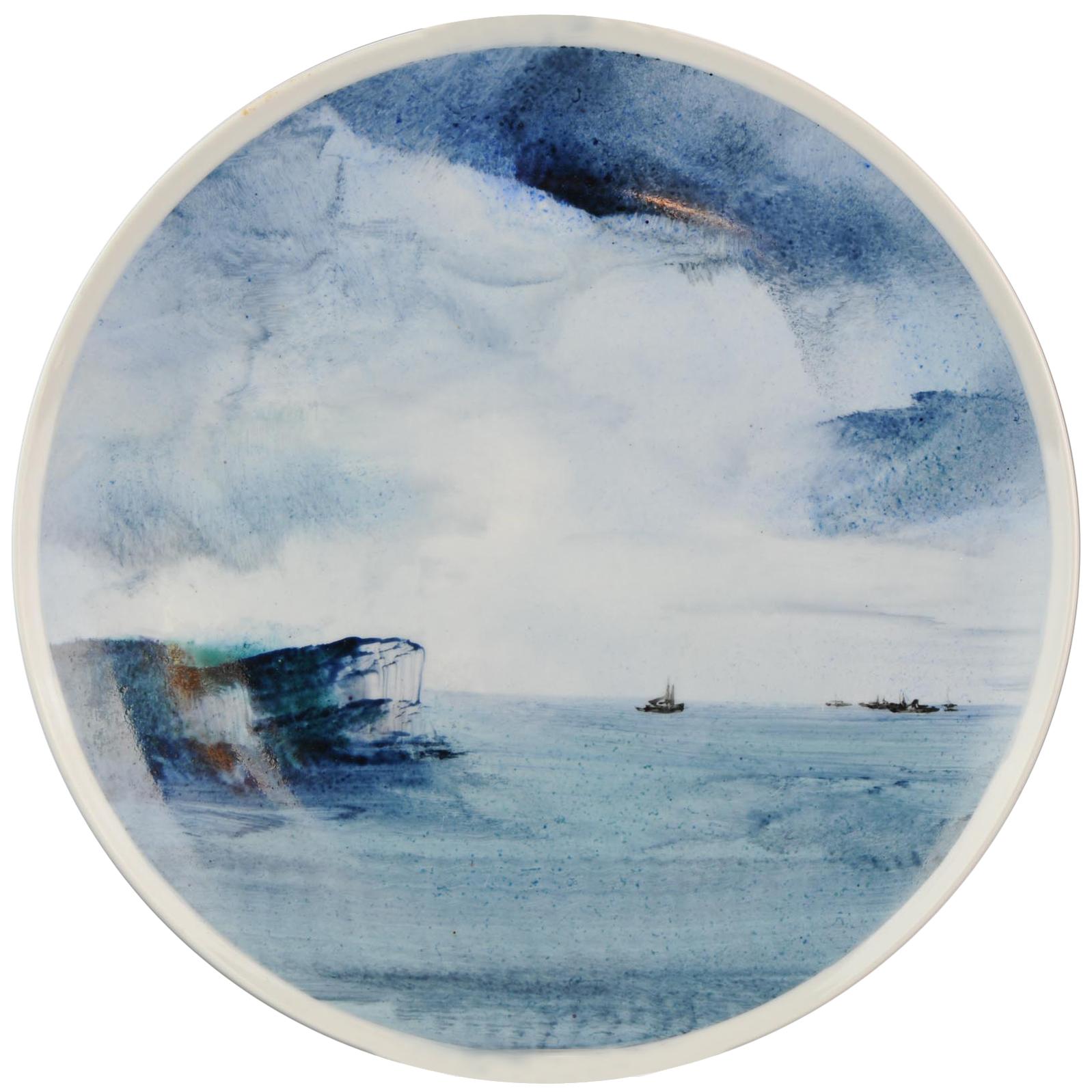 Li Linhong "Sea Breeze" Artist Marked Plate Dated 1987 Chinese Porcelain For Sale