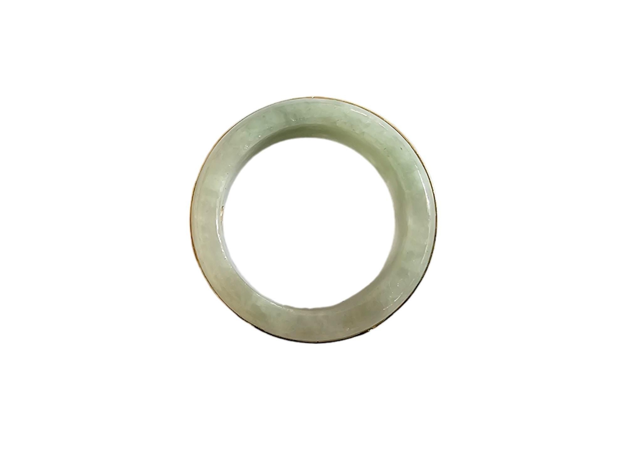 Li Spring Jade Band Ring (With 14k Solid Gold) - Cocktail Ring for Men and Women For Sale 8