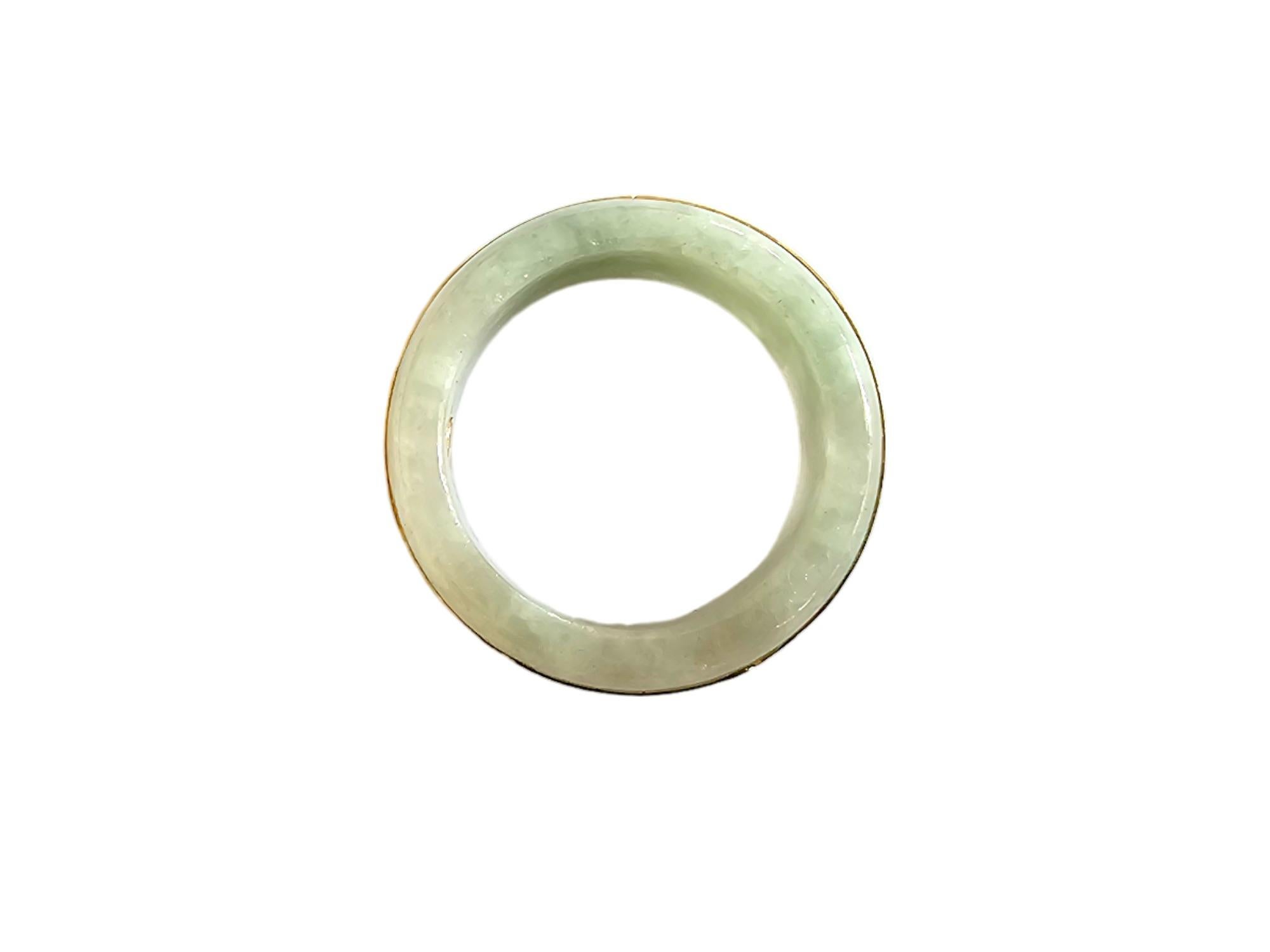 Li Spring Jade Band Ring (With 14k Solid Gold) - Cocktail Ring for Men and Women For Sale 9
