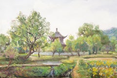 Impressionistisches Original-Ölgemälde auf Leinwand „Wetland Park“ von Li Zhao