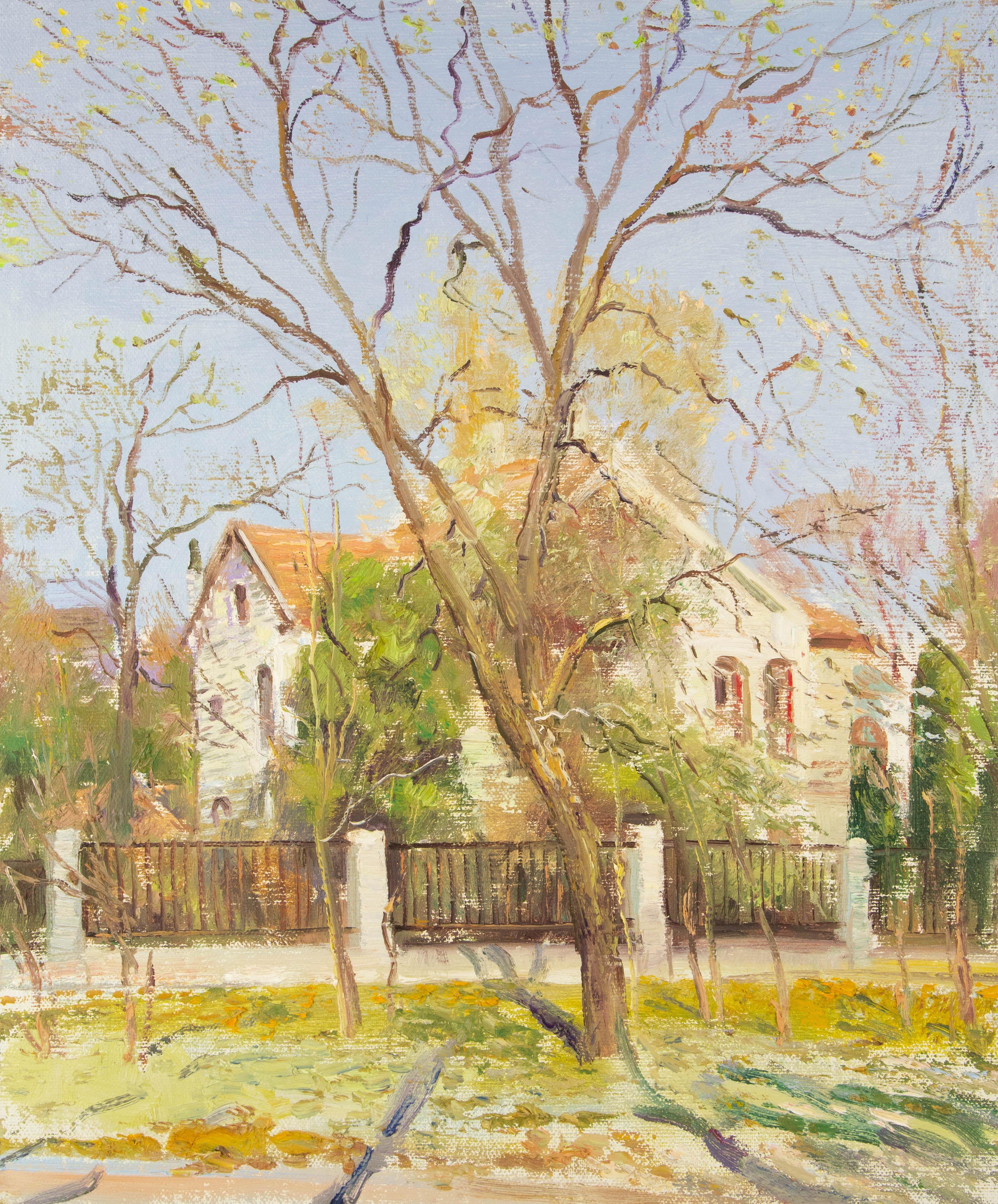 Li Zhao Landschaft, Original, Ölgemälde auf Leinwand, „Building Study“
