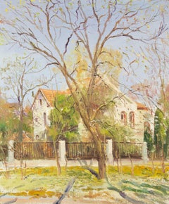 Li Zhao Landschaft, Original, Ölgemälde auf Leinwand, „Building Study“