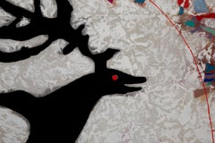 Deer, Folk art Acrylic and Watercolor Painting by Li Zhong-Liang