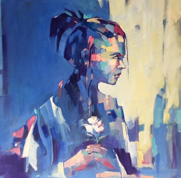Li Zhou Blue Déjà Vu II Abstract, Portrait Painting