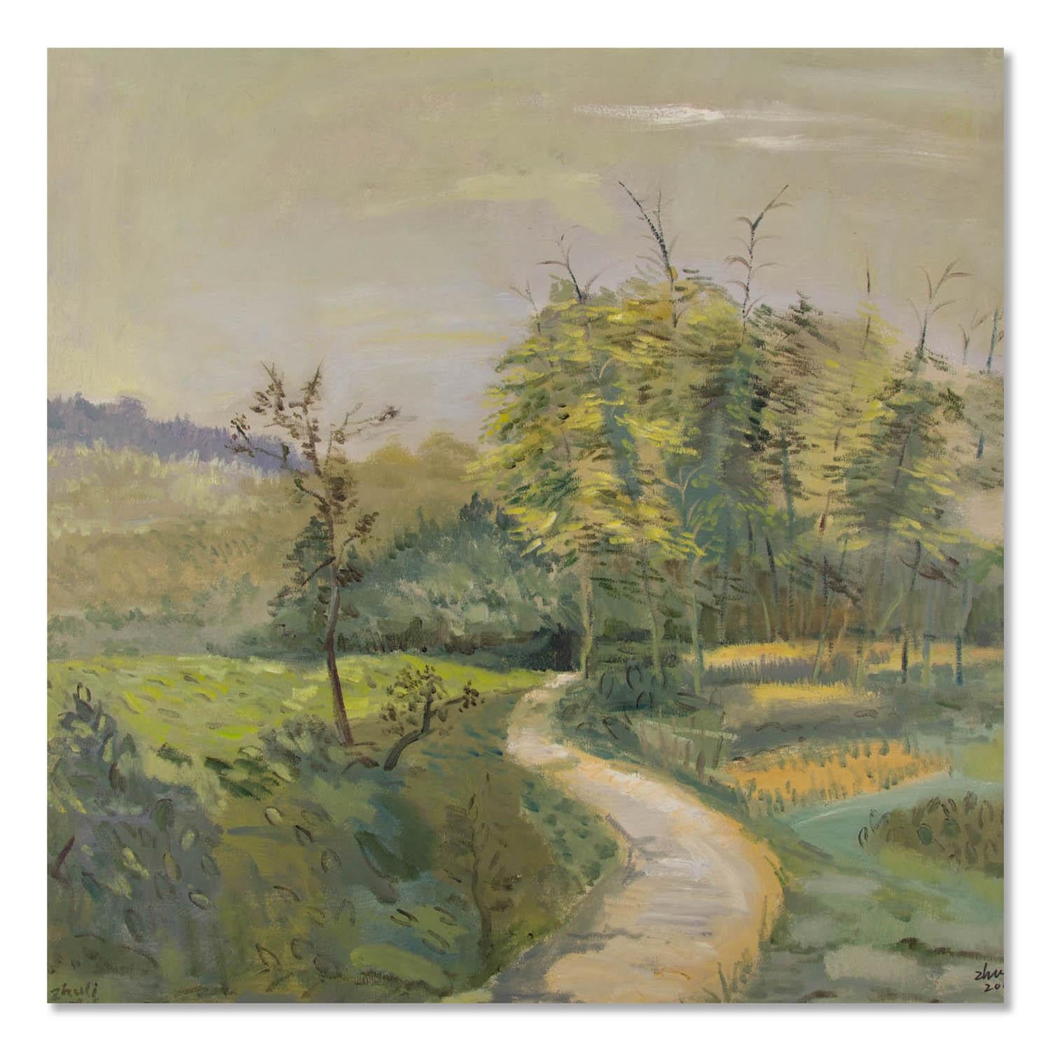  Title: Small Path
 Medium: Oil on canvas
 Size: 29 x 29 inches
 Frame: Framing options available!
 Condition: The painting appears to be in excellent condition.
 
 Year: 2012
 Artist: Li Zhu
 Signature: Signed
 Signature Location: Lower right
