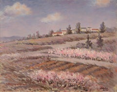 Li Zhu Pintura al óleo original postimpresionista "Campo de flores"