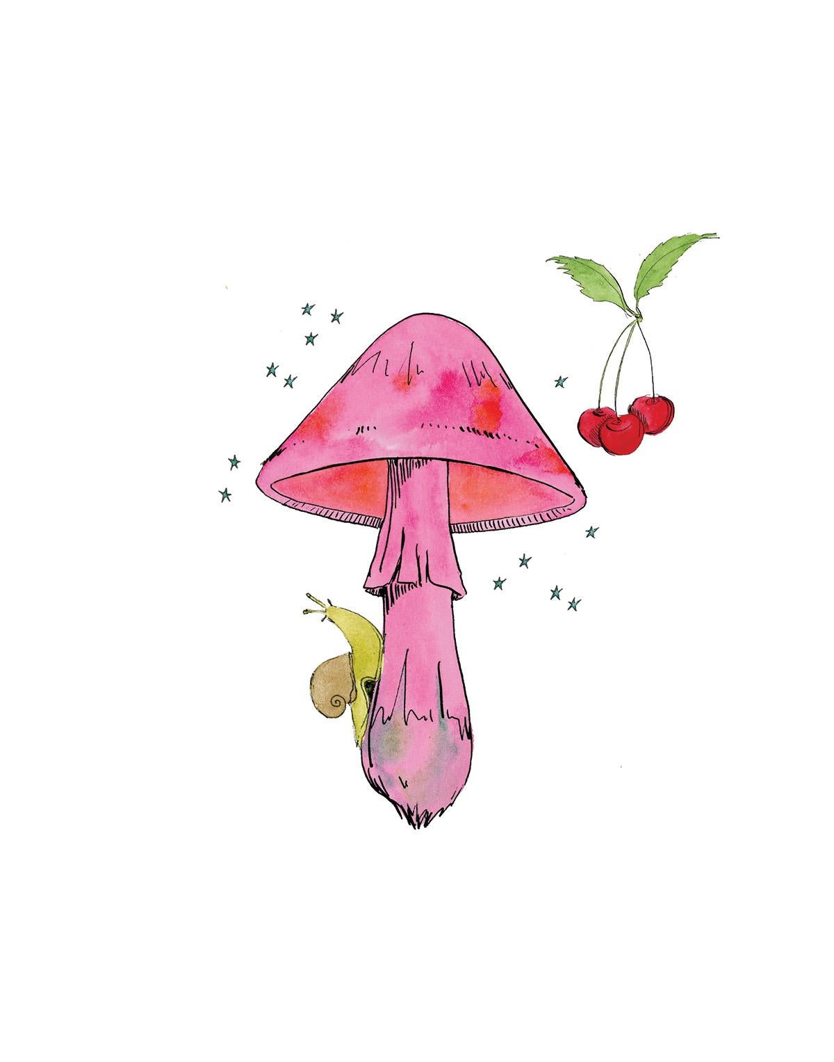 Lia Burke Libaire Still-Life Print - Hot Pink Mushroom