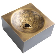 LIA Square Brass and Black Steel Valet Tray by Soraya Osorio