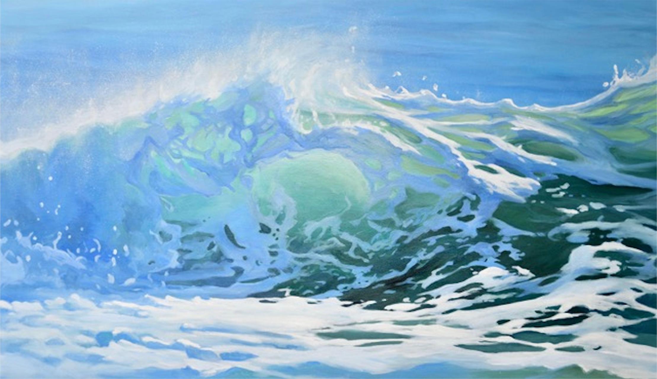 Azure Tempest Original Realism Seascape Oil Painting, Modern Realism, Signed
