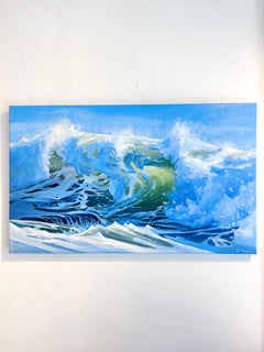 The Green Glow of the Sea-original realism seascape oil painting-contemporary Art