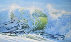 Green Glow of the Sea-original realism seascape oil painting-contemporary Art