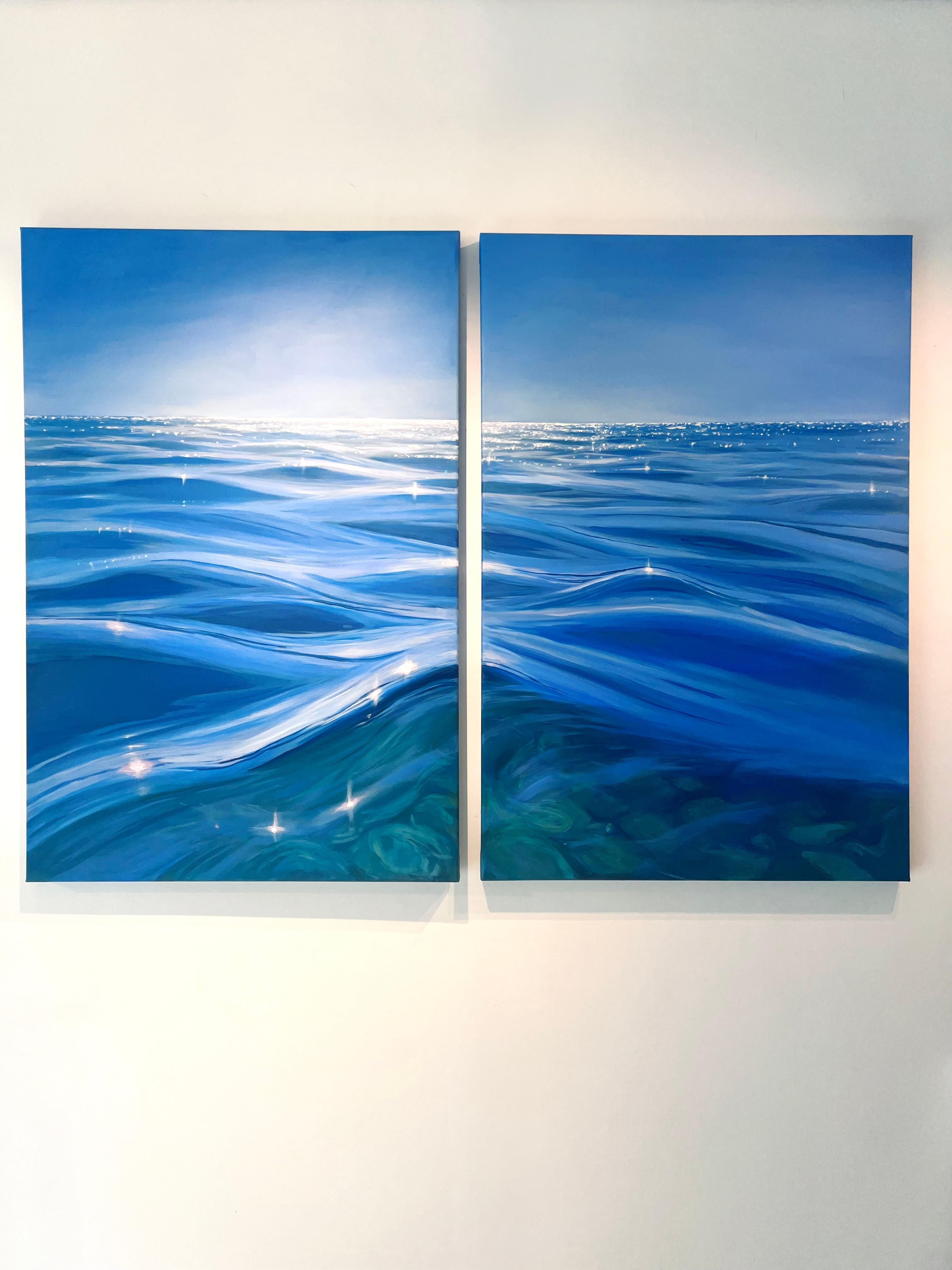 Sommer's Glow -original realism modern seascape oil painting-contemporary Art - Painting de Lia Madsen