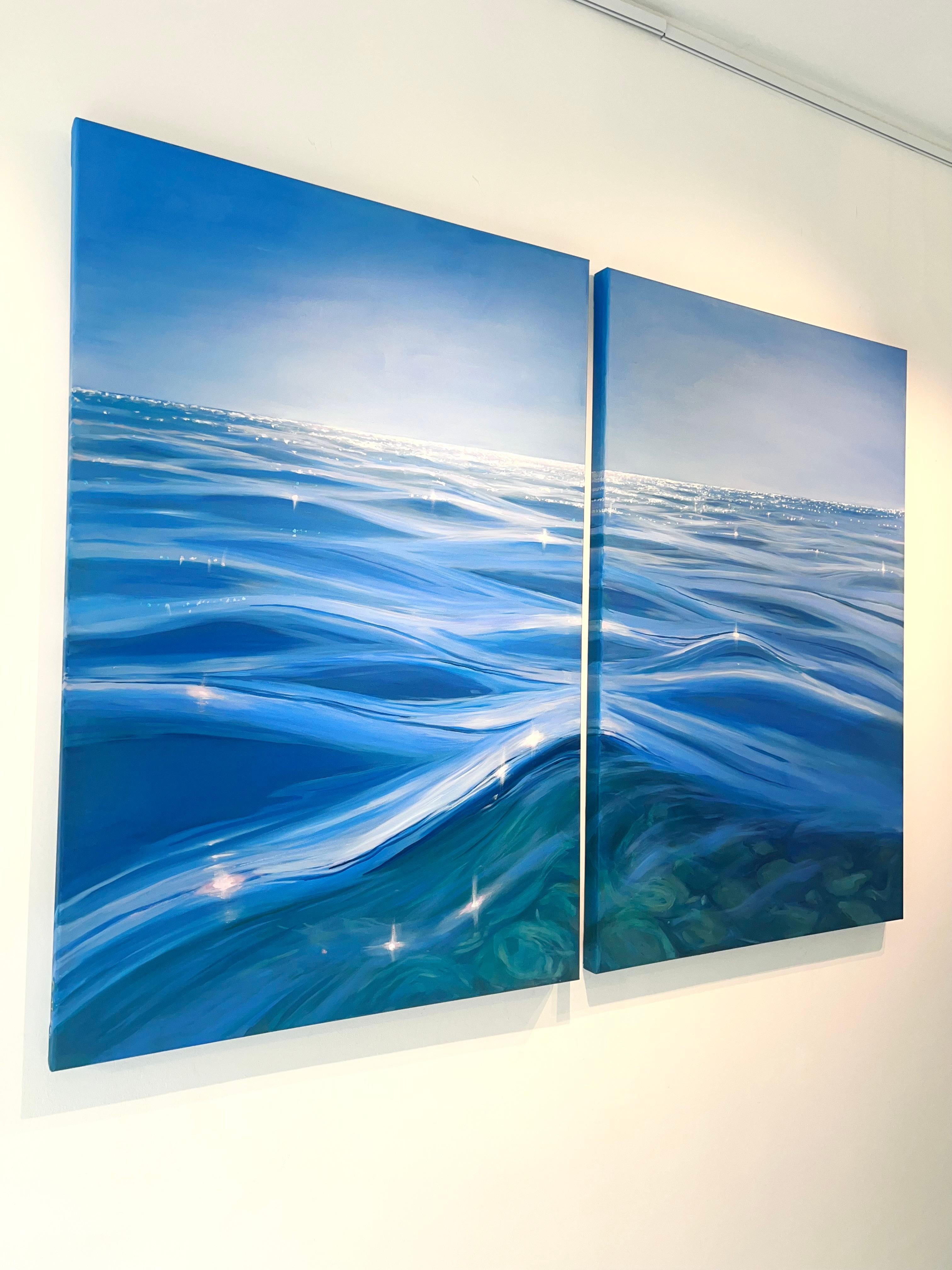 Sommer's Glow -original realism modern seascape oil painting-contemporary Art - Photoréalisme Painting par Lia Madsen