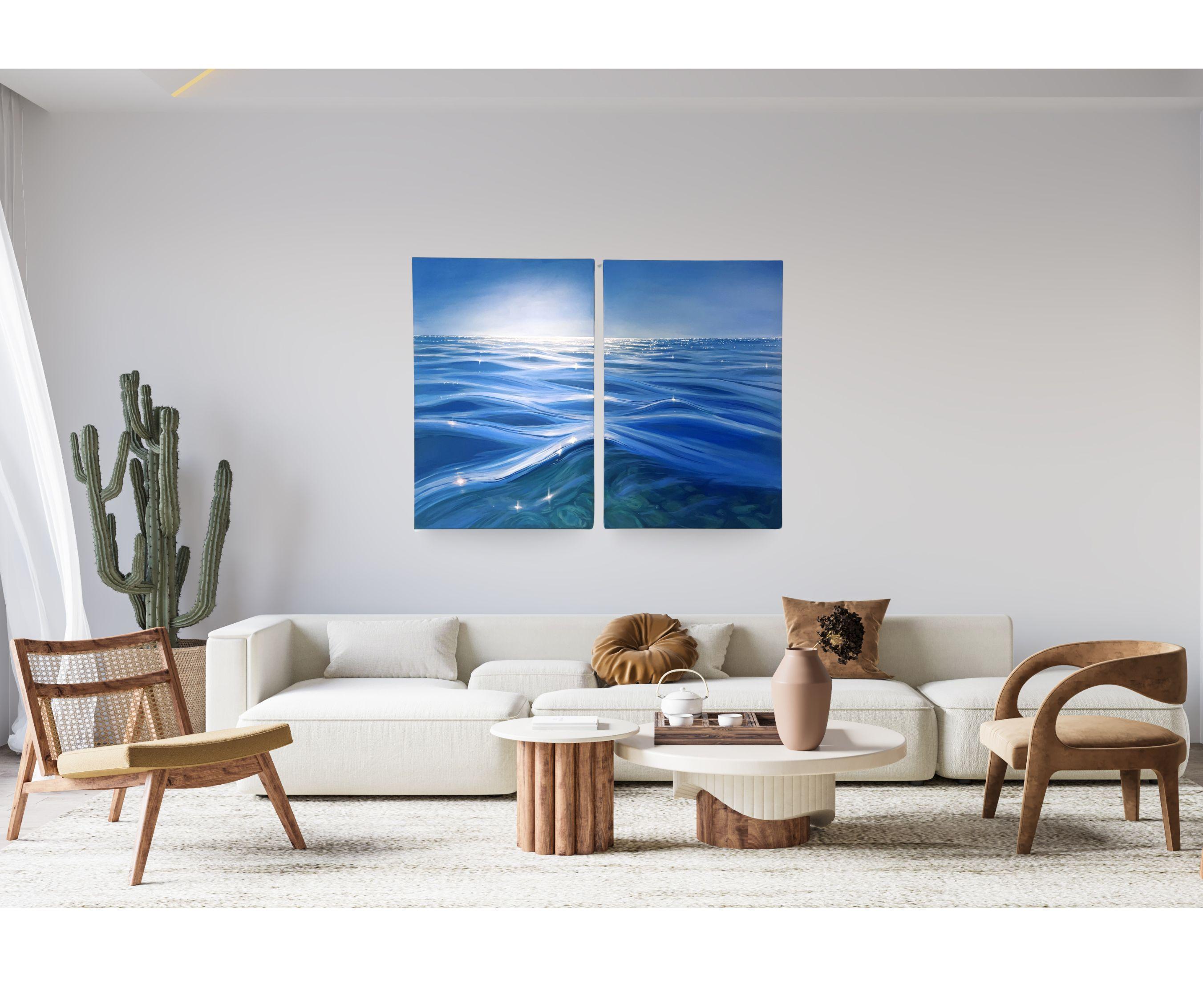 Sommer's Glow -original realism modern seascape oil painting-contemporary Art en vente 2