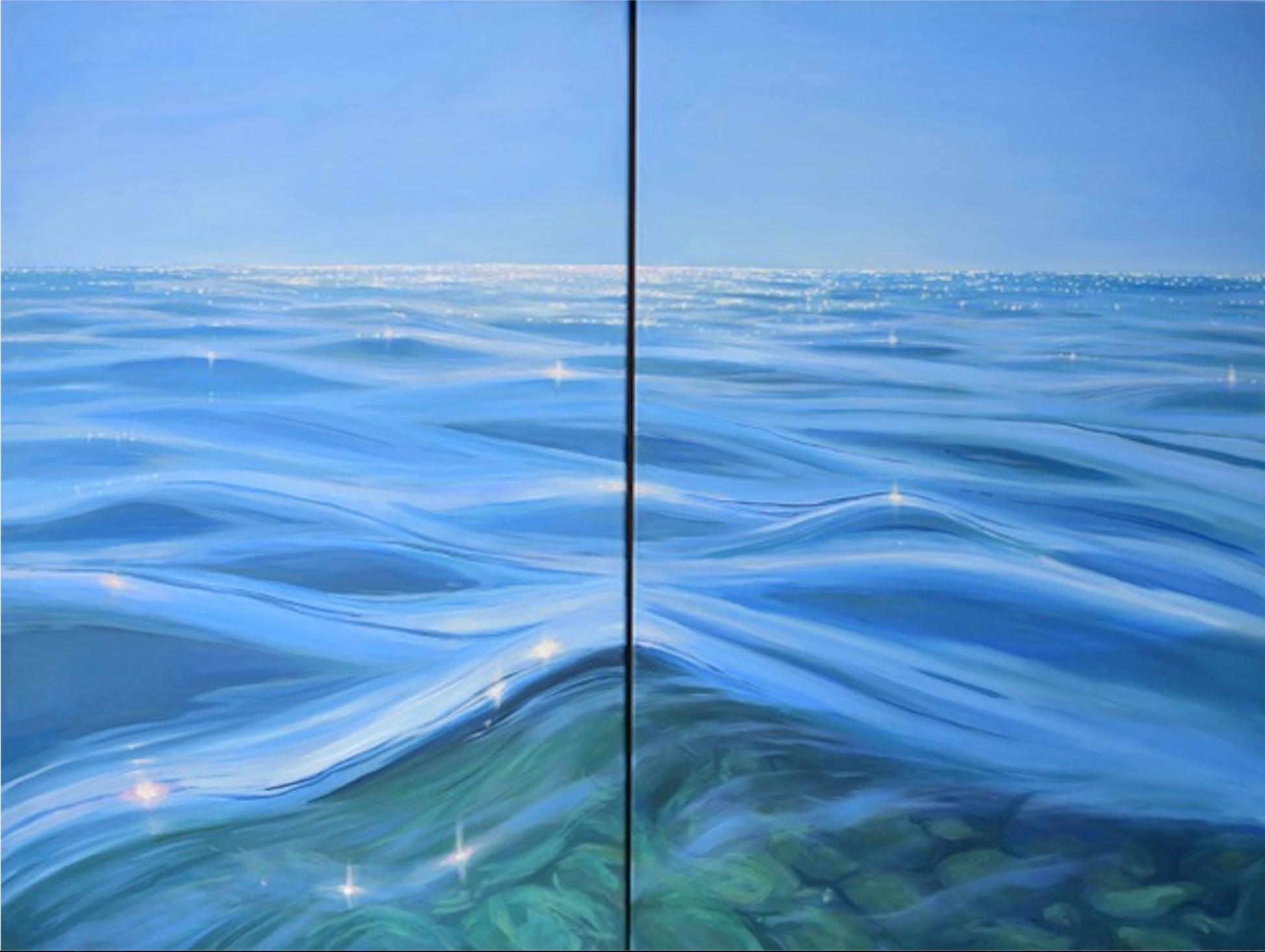 Landscape Painting Lia Madsen - Sommer's Glow -original realism modern seascape oil painting-contemporary Art
