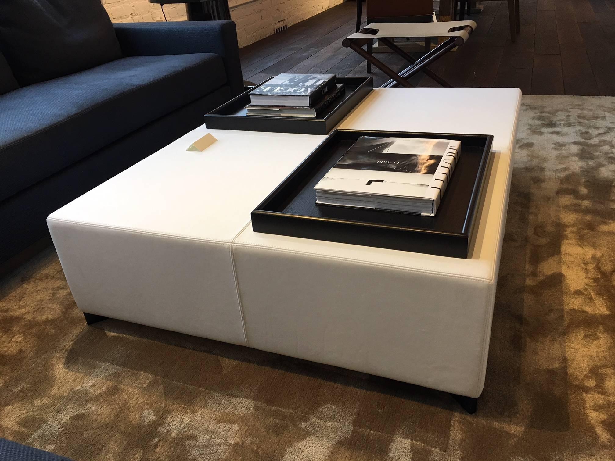 white leather coffee table
