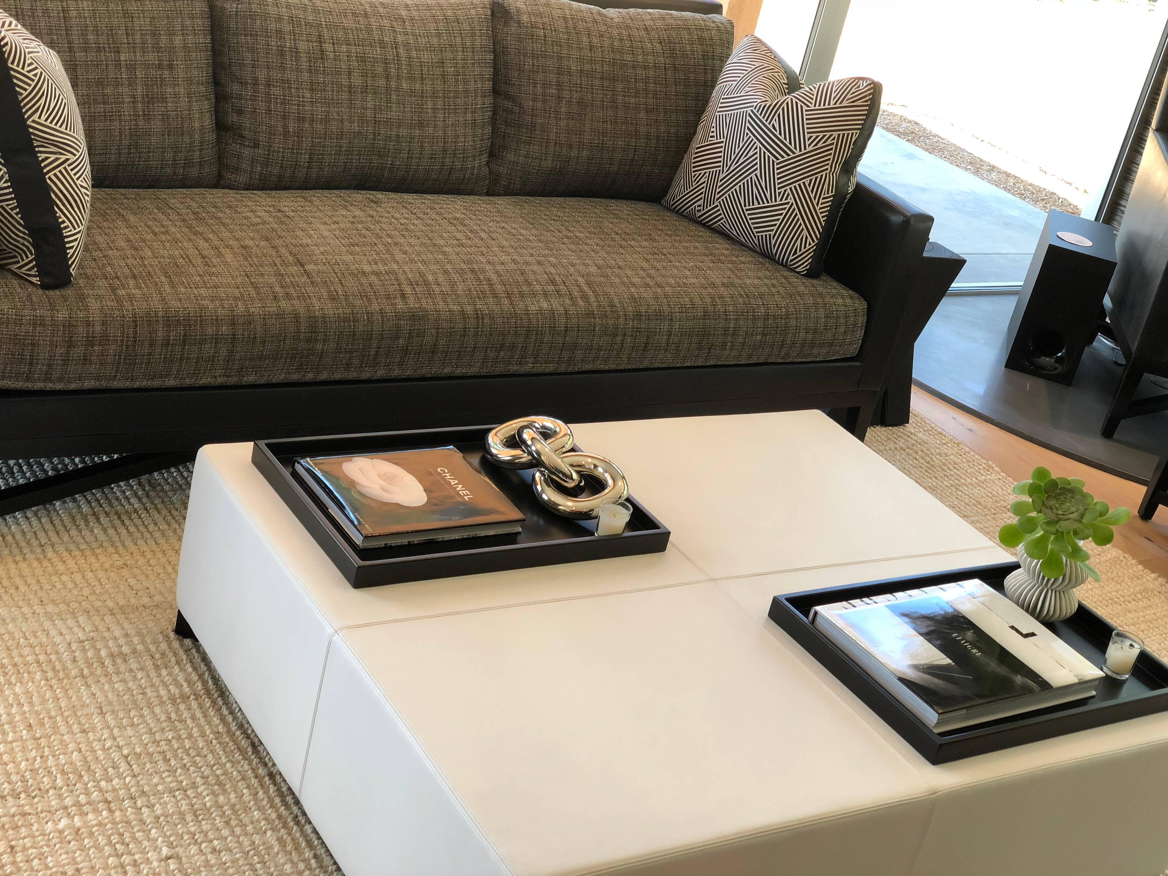 American Liaigre Coffee Table Leather White, New For Sale